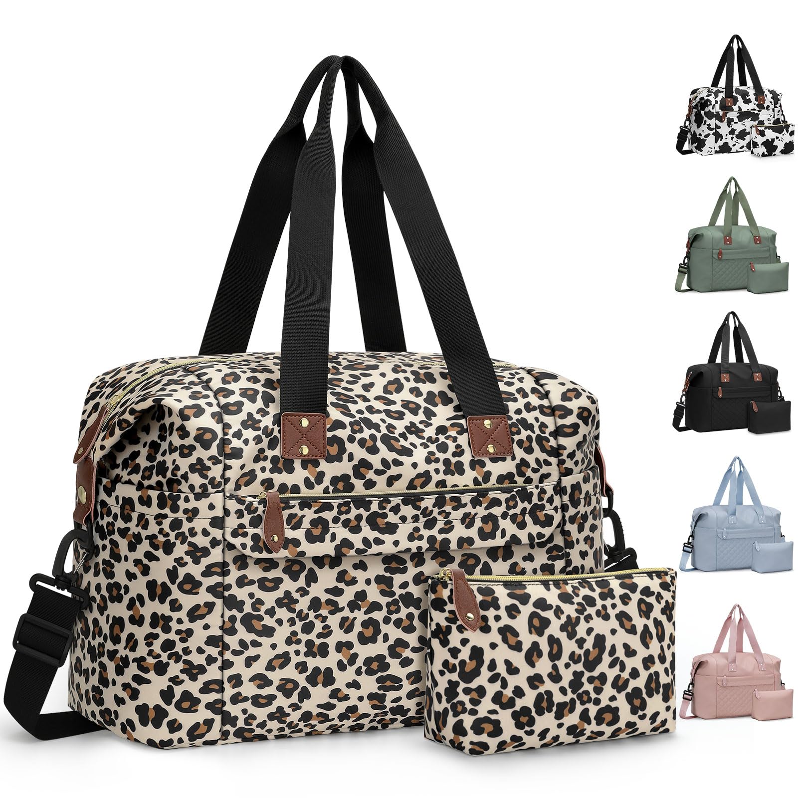 Travel Duffle Bag, Waterproof Weekender Overnight Hospital Bags for Women Men with Toiletry Bag Lightweight Carry on Personal Item Duffle Gym Bag for Travel, Airplanes, Sports