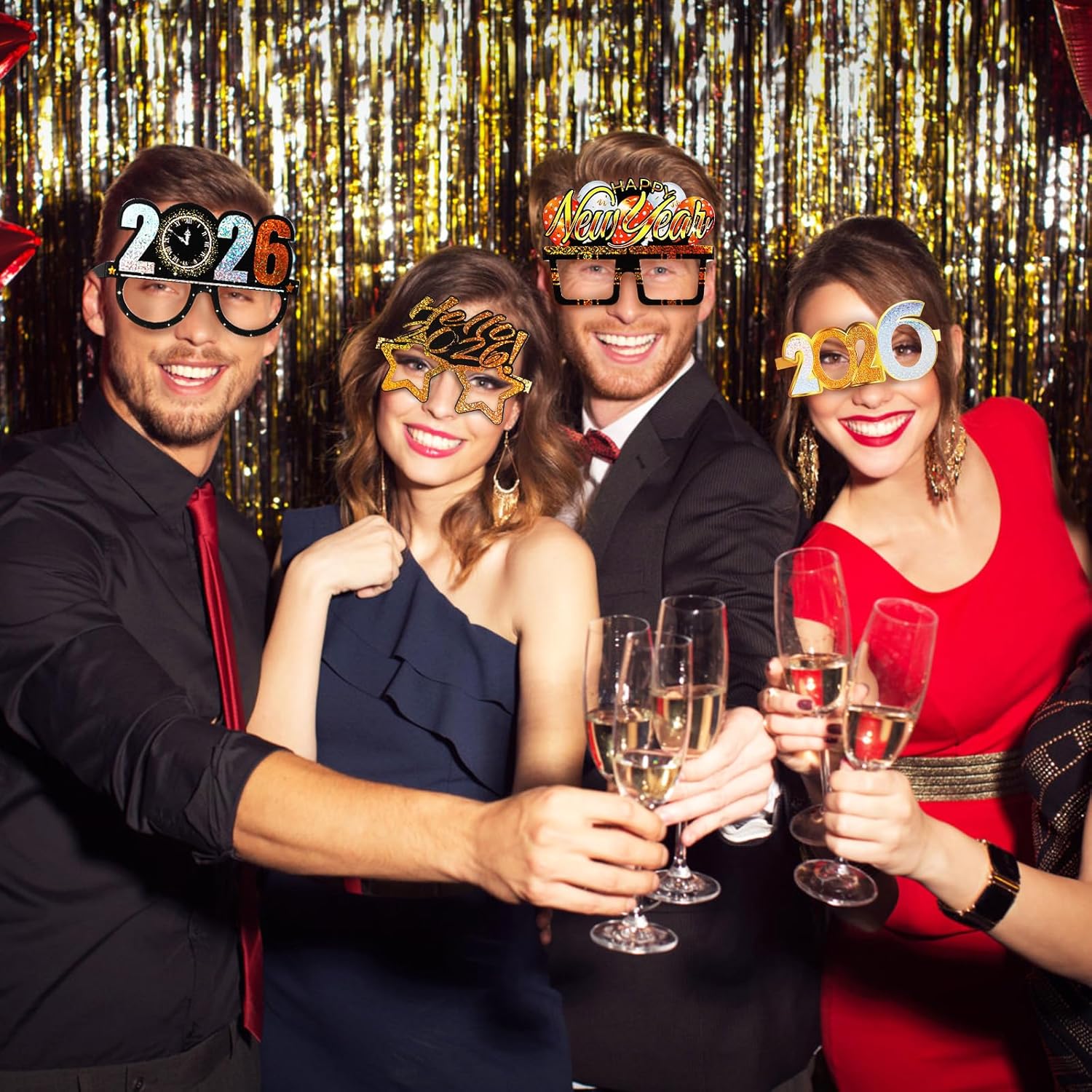 PRETYZOOM 9Pcs 2026 Happy New Year's Eve Eyeglasses: Year of Horse Glasses Nye Party Favor for 2026 Supplies Glitter Holiday Glasses Decorations - Image 5