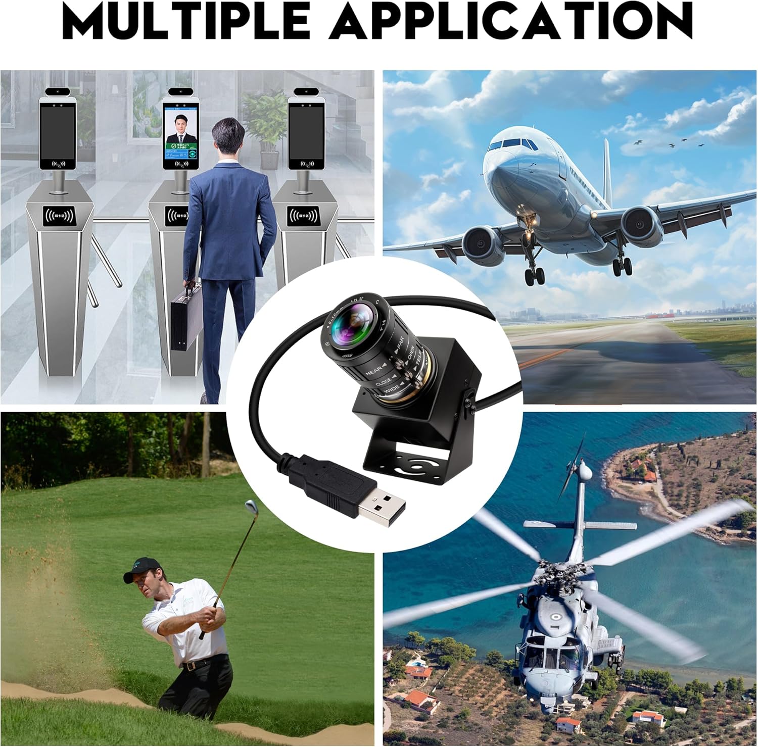 5MP Global Shutter USB Camera 1944P@50fps High-Speed Webcam with 3.6-10mm 3X Manual Zoom Lens Ideal for Lightburn, Motion Capture, Face Recognition & QR Code Scanning