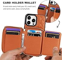 Vista 4 de Bocasal Funda tipo cartera cruzada para iPhone 15 Pro Max, con bloqueo RFID, de piel sintética, con cremallera, funda tipo cartera con función atril