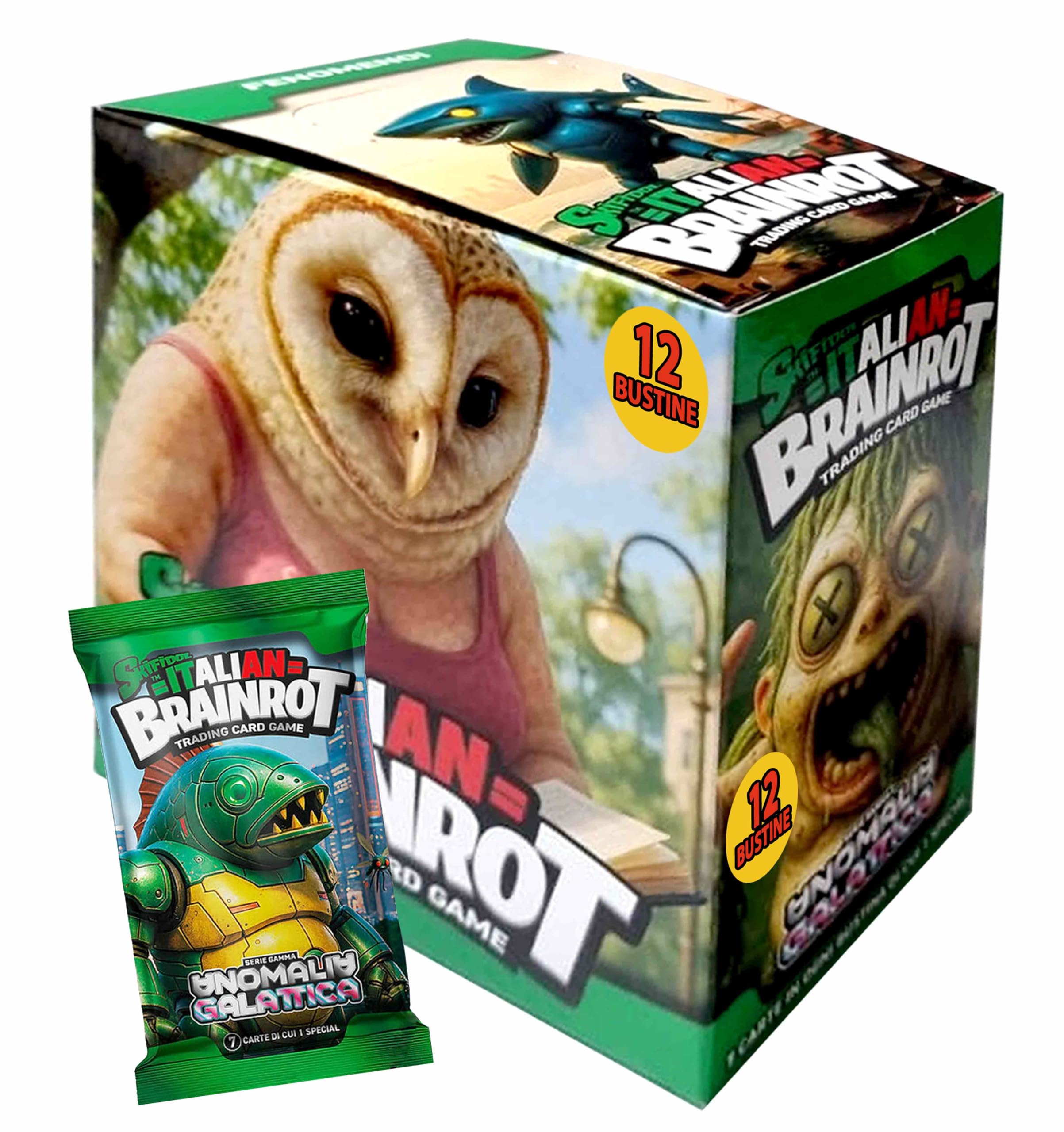 Generico Skifidol Italian Brainrot Trading Card Game, Serie Gamma Anomalia Galattica, 12 Bustine da 7 Carte, Gioco di Carte Collezionabili