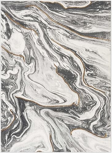 Miniatura 9 de LUXE WEAVERS Francesca Collection 2180 - Alfombra abstracta de mármol gris 2x7