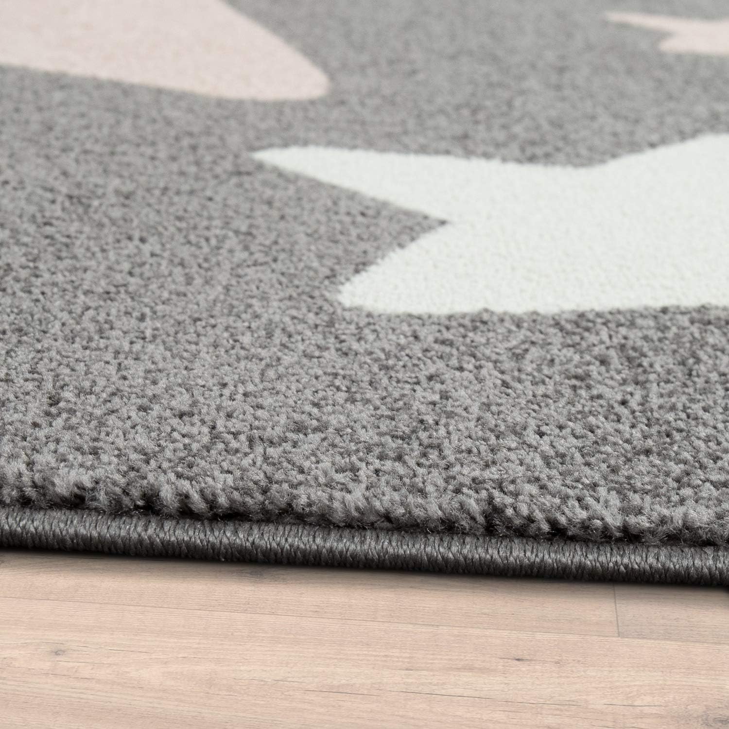 Paco Home Rug for Kids Room & Nursery Starry Sky Star Pattern in Dark Gray Pink, Size: 5'3" Round