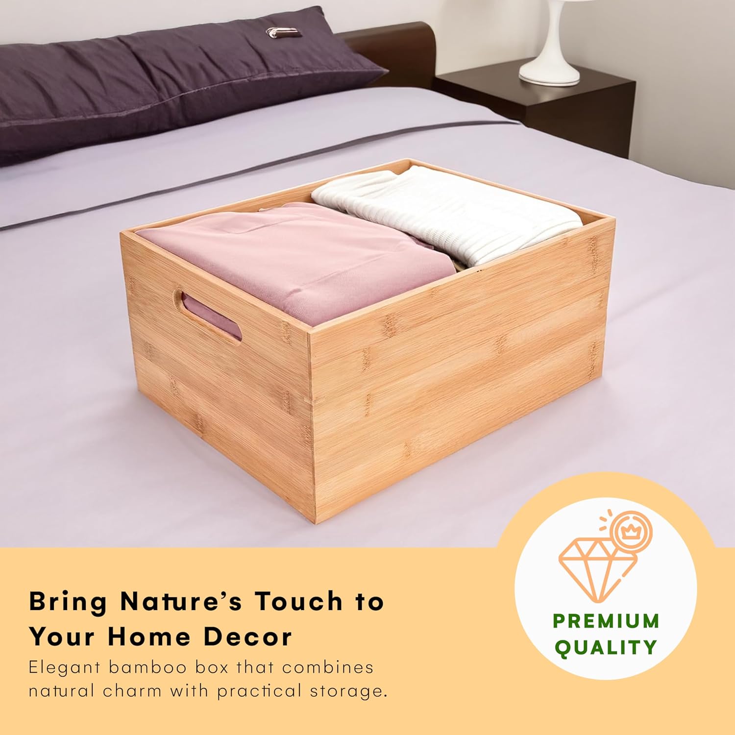 Prosumer's Choice Bamboo Storage Box - Wood Crate - Bamboo Box Storage for Kitchen, Living Room, Office - Arts & Crafts Container Caddy Basket - Home Decor & Organization Accessories 14"L x 11"W x 6"H