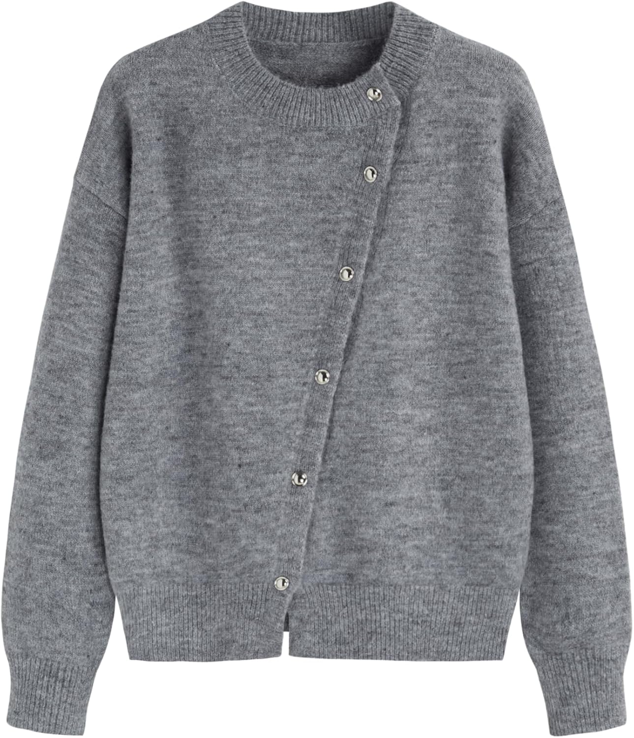 CIDER Womens Wool Blend Knit Cardigan Trendy Crew Neck Button Down Long Sleeve Cozy Fall Fashion Sweater Loose Fit Wool Top