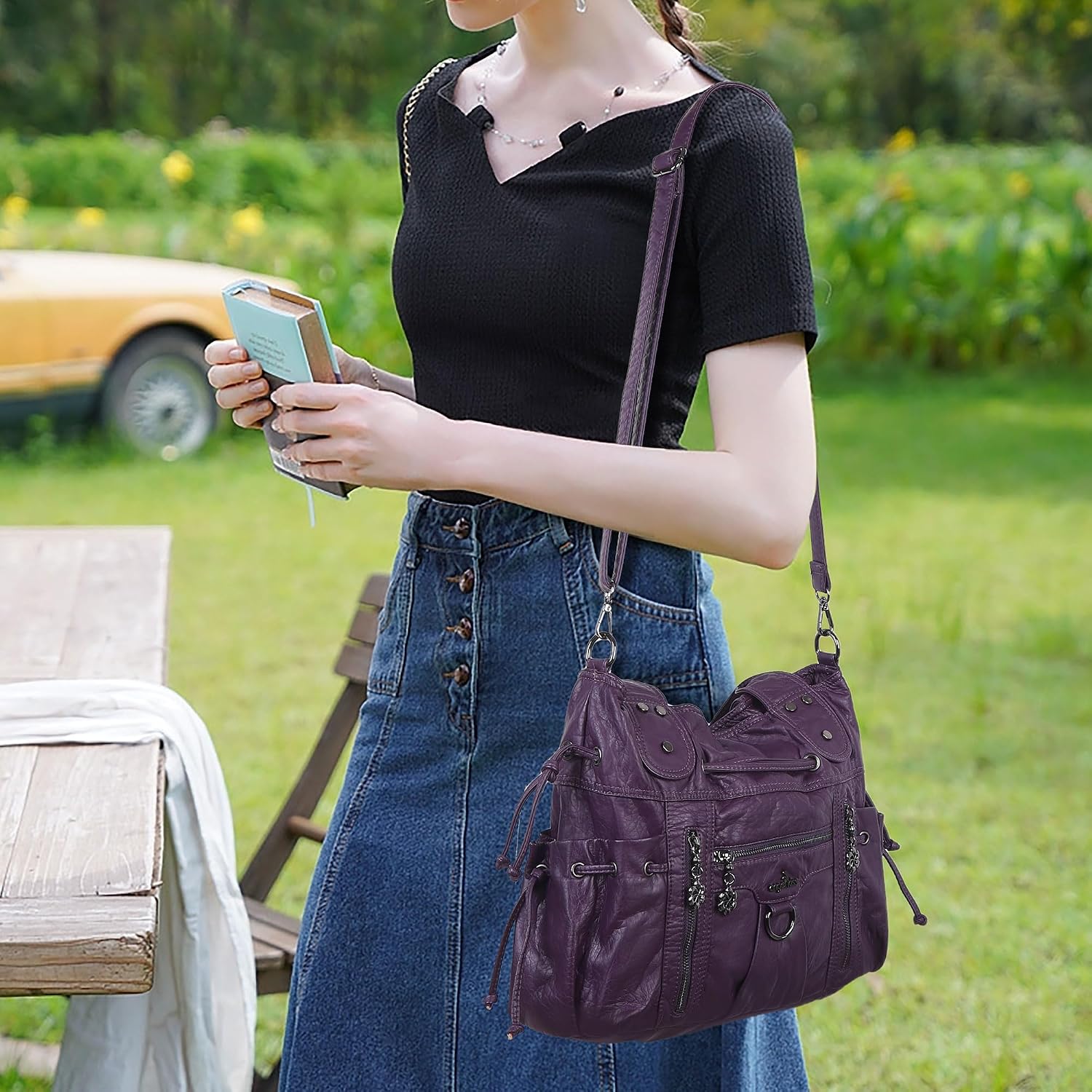 Angel Kiss Hobo Bags for Women Fashion Shoulder Bag Ladies Purses and Handbags Roomy Tote Bags Purse with Crossbody Strap