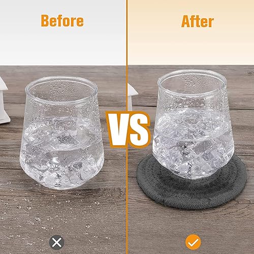 Miniatura 4 de Paquete de 4 manteles individuales de tejido ovalado y juego de 4 posavasos redondos de tela, manteles resistentes al calor, antideslizantes,