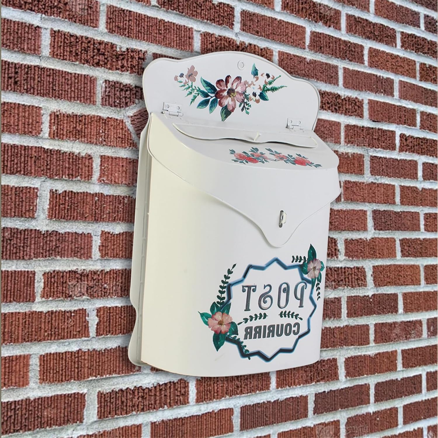 Antique Iron Wall Mount Mailbox, Weatherproof Lockable Door, Heavy Duty Outdoor Decoration for Garden & Patio Outdoor Garden Wall Mounted Mailbox