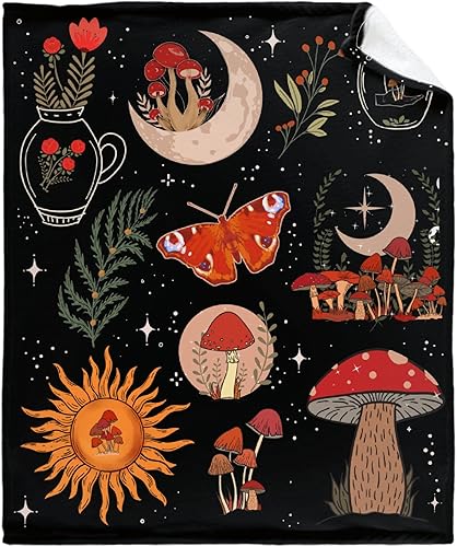 Manta de hongos, regalos para mujeres, suave y acogedora manta de franela de vellón para todas las estaciones, mantas decorativas para sofá, cama, Manta de hongos, regalos para mujeres, suave y acogedora manta de franela de vellón para todas las estaciones, mantas decorativas para sofá, cama,
