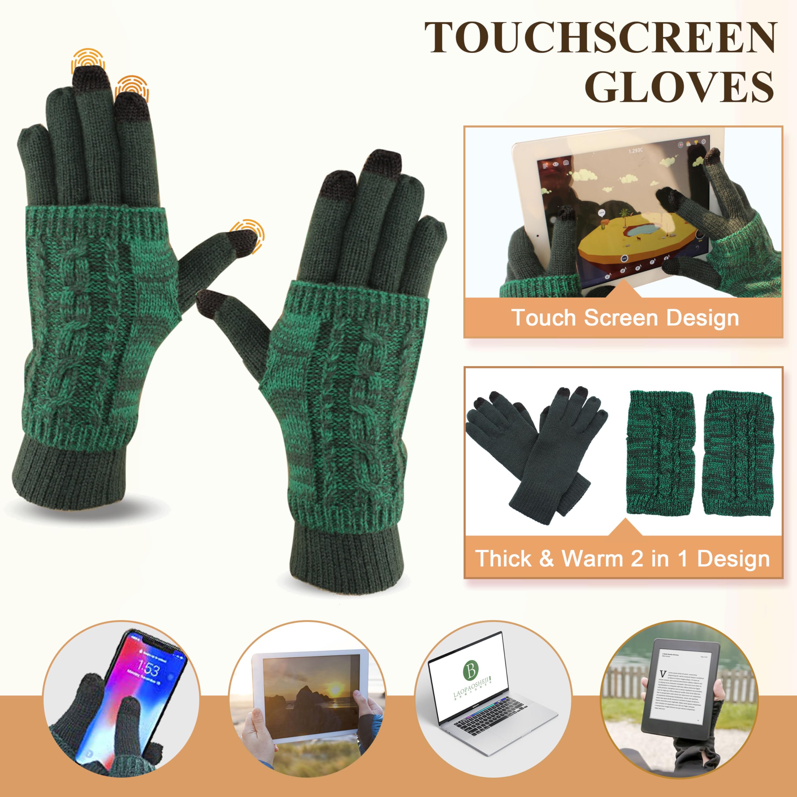 Accessoire Hiver Doublure Polaire Ensemble Bonnet Écharpe Gants Femme Hiver - Bonnet Pompon, Gants Tactiles, Polaire | 3 En 1 Chaud Bonnet Pompon Doublé