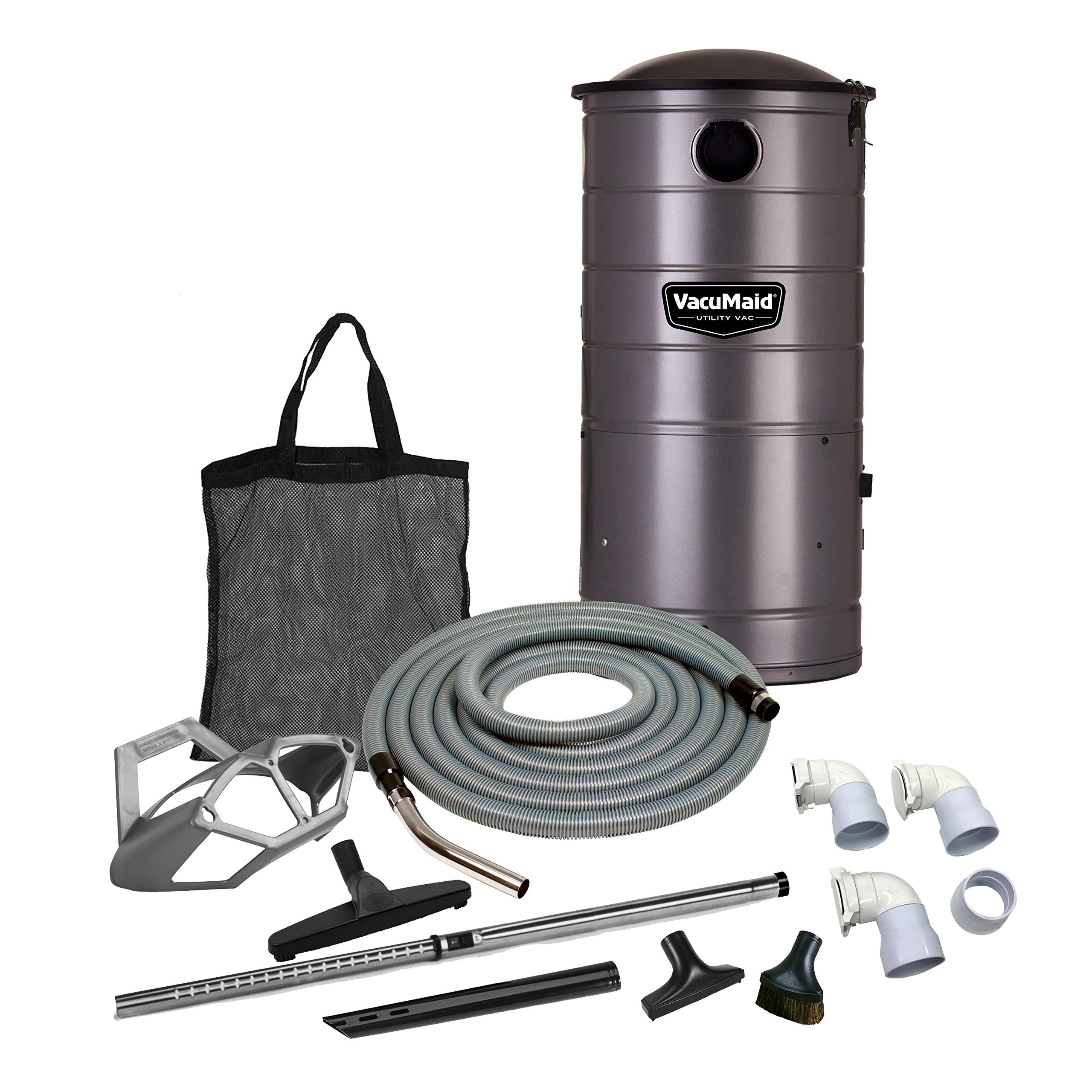 VacuMaid UV150GKP3 Extended Life Professional Wall Mounted Utility Vacuum with 50ft Garage Kit Pro Unit and Kit Plus