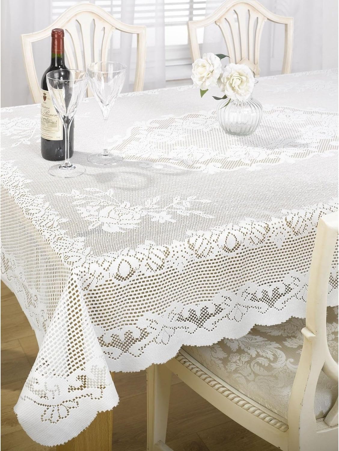 Emma Barclay The Fine Dining Classics Collection Chantal Lace Tablecloth (5 Sizes) (36in Round) (White)