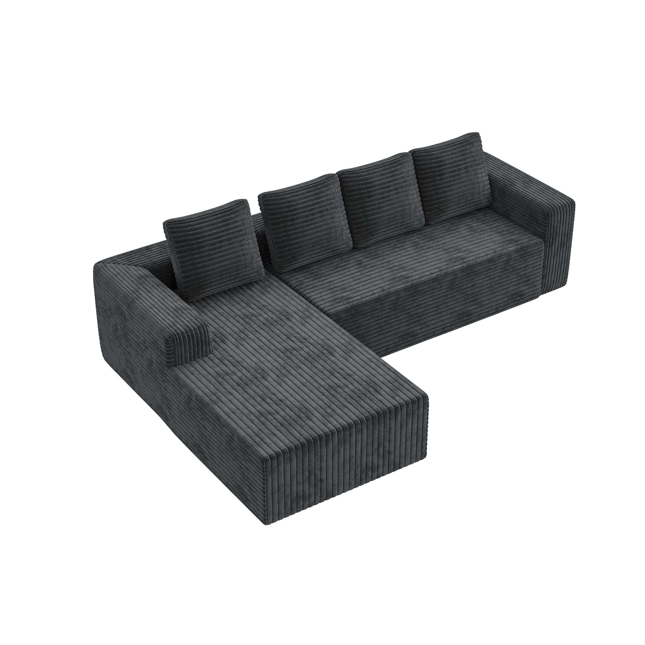 Conjunto de chaise longue en forma de L, moderno sofá modular con asiento profundo, sofá tapizado con chaise longue del lado izquierdo para salón y dormitorio