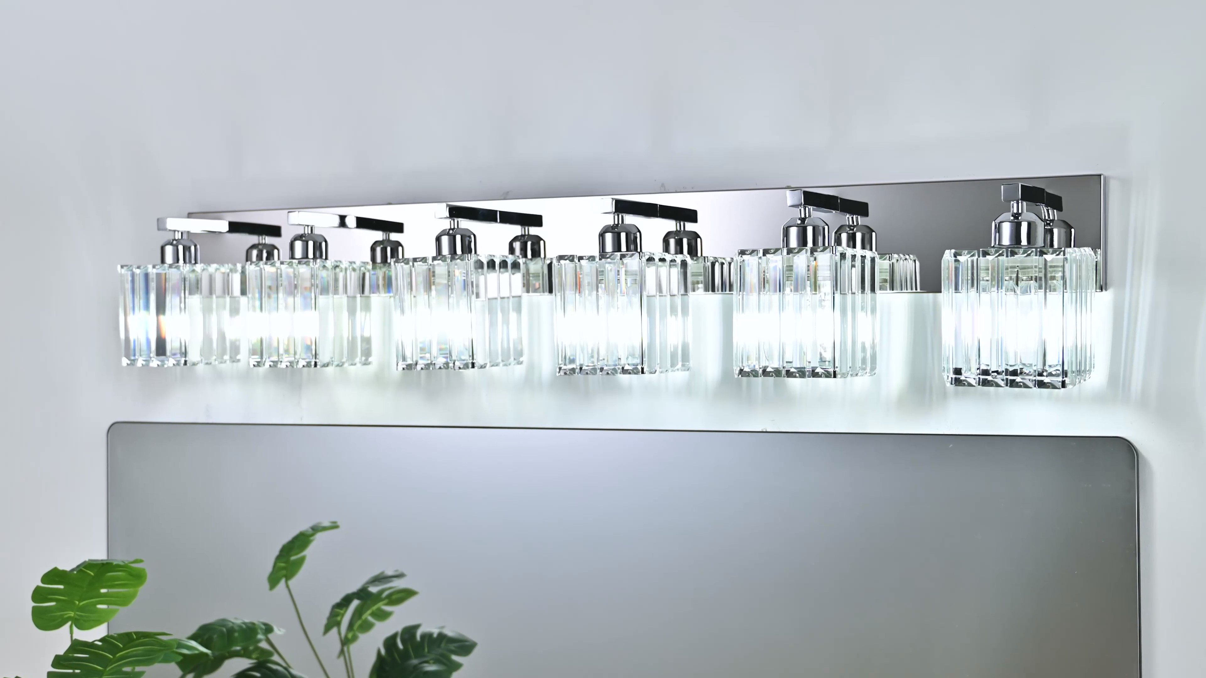 FDPBY Modern 6-Light Chrome Crystal Bathroom Vanity Light Fixtures