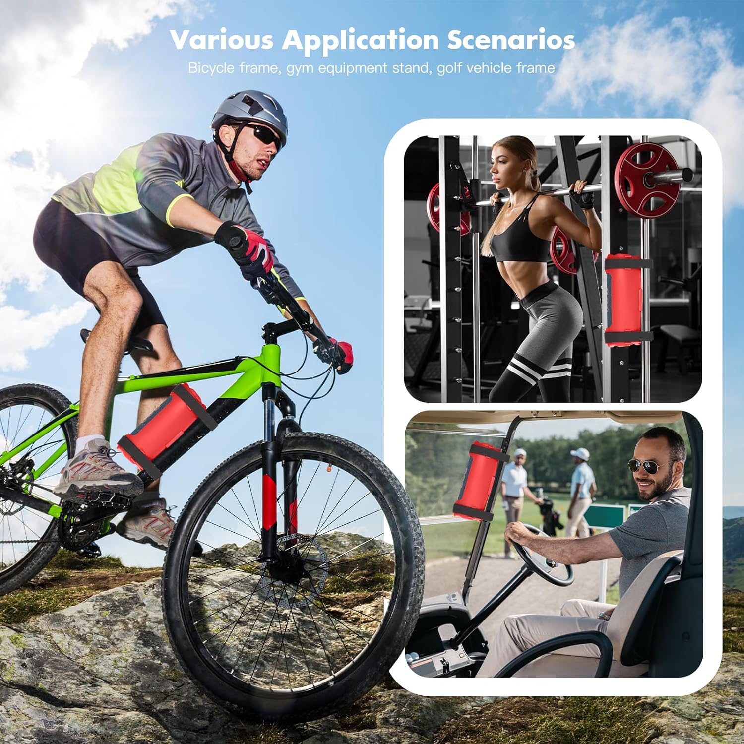 Silicone Case Sleeve Compatible with JBL Flip 7 Portable Speaker, Soft Skin Cover with Shoulder Strap and Bike Strap (Red) - Image 4