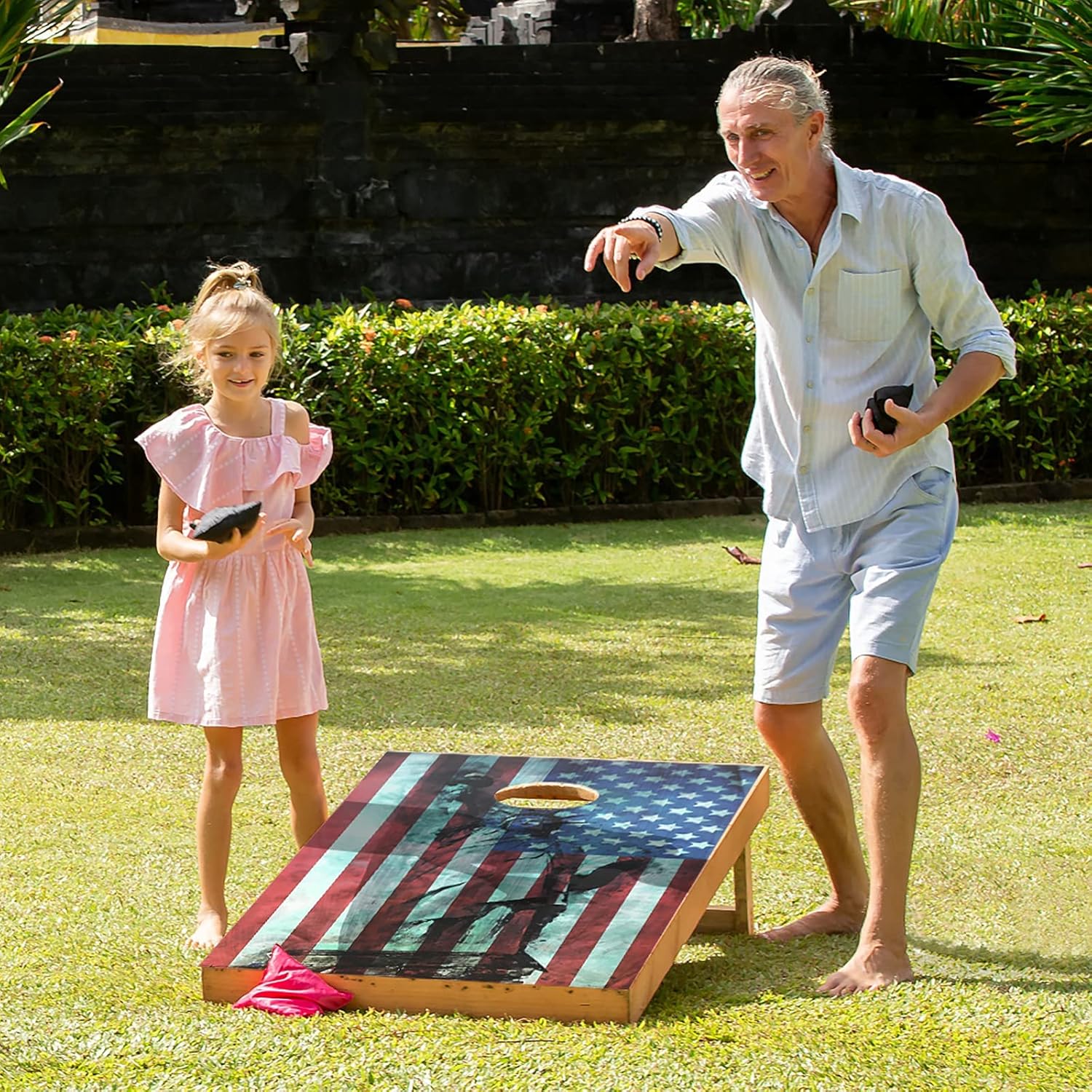 Cornhole Board Wrap Boards Decal Set Decals Vinyl Sticker Stickers Bean Bag Game American Flag Statue of Liberty Vinyl Graphic Tint Image-24x48 : Home & Kitchen