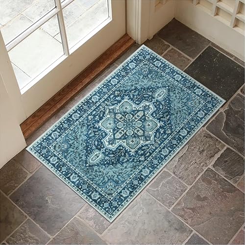 Miniatura 15 de Collive Tapete lavable para puerta de interior, antideslizante, alfombra de entrada retro de 24"x36", tapete de entrada de pelo bajo envejecido para
