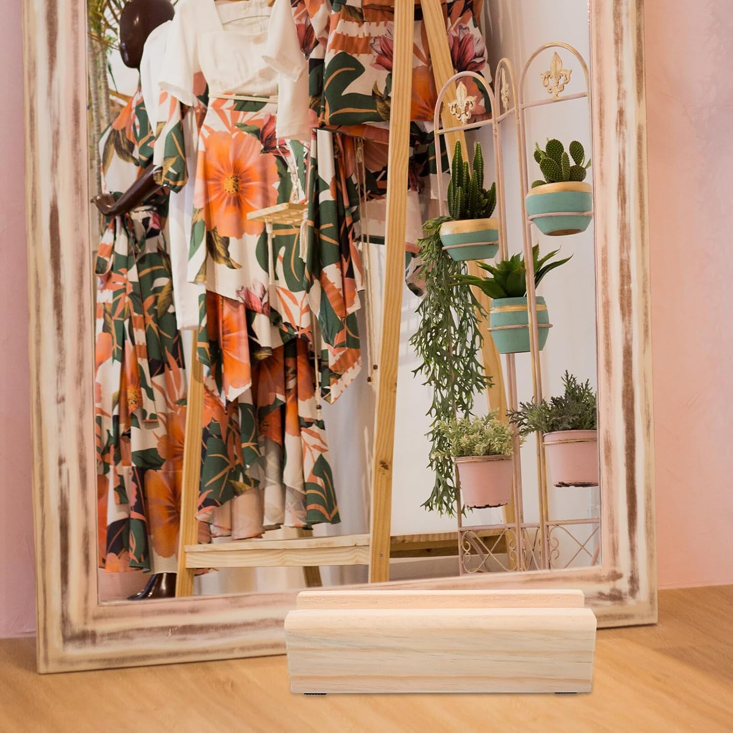 Uonlytech Artwork Holder Wood Full Length Mirror Stand Full Length Mirror Holder Rack Artwork Display Support Wood Display Stand Display Rack Artwork Rack Stands for Display Wooden Art Mount