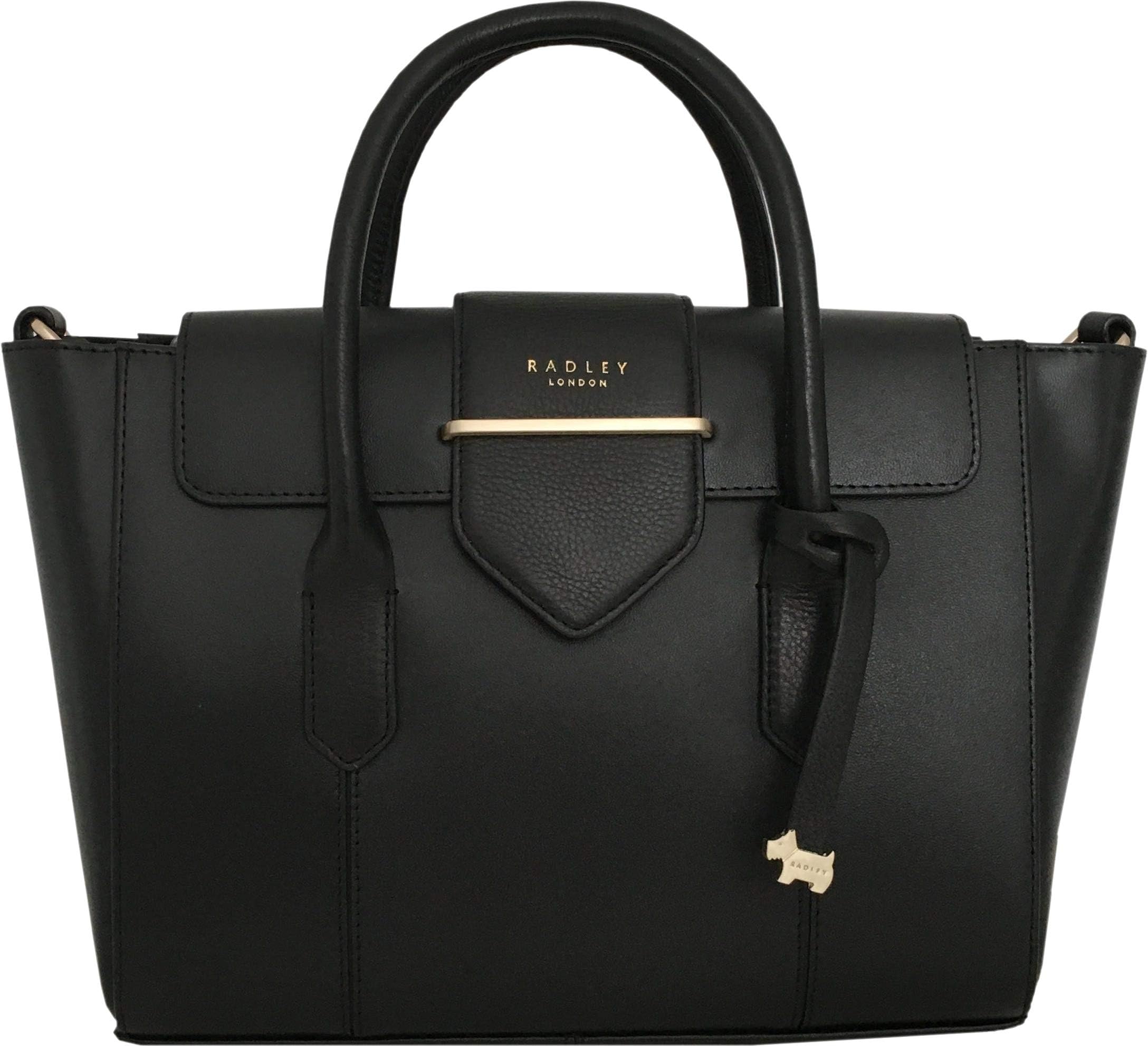 Radley"Palace Street" Leather Handbag with Detachable Cross Body Strap in Black