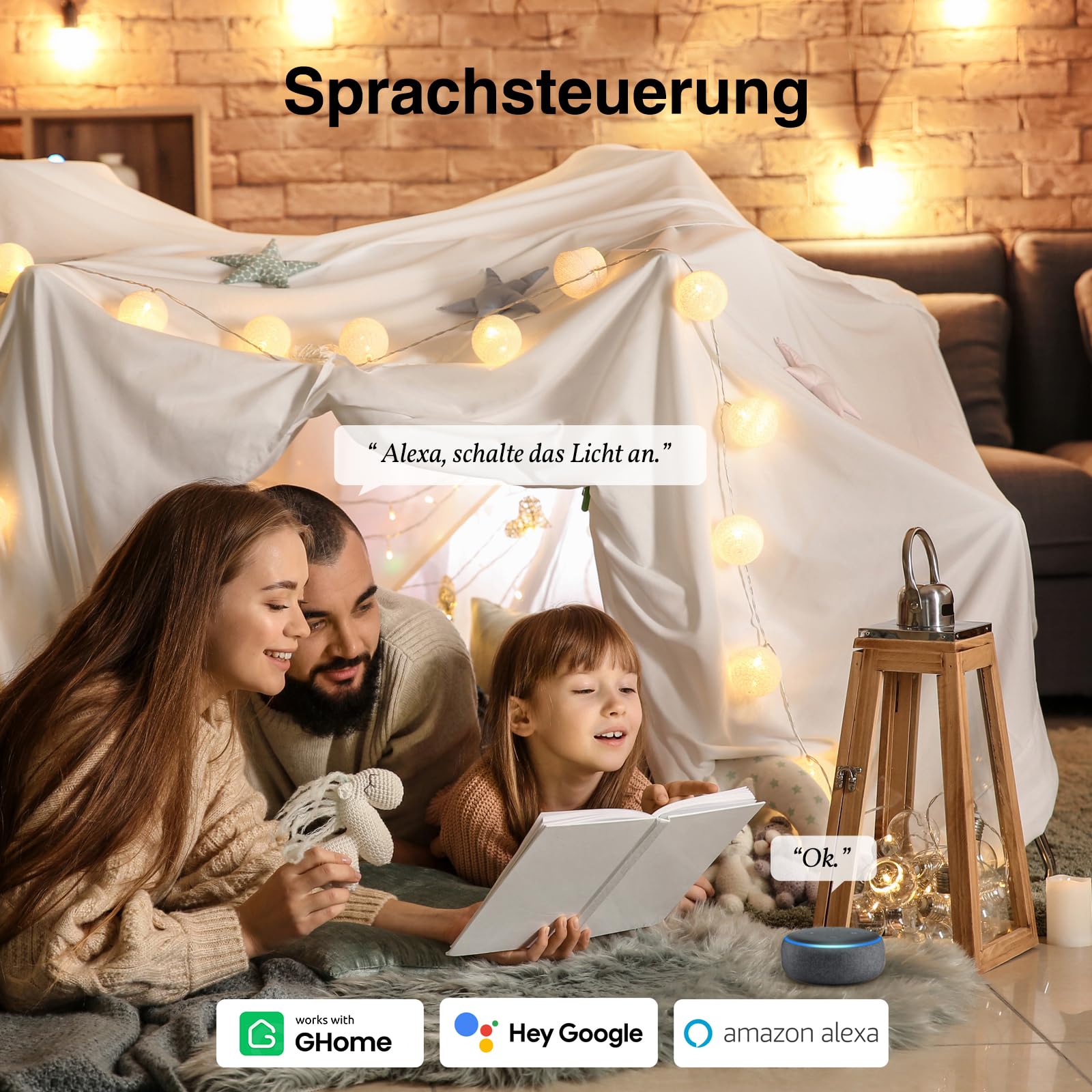 GHome Smart WLAN Steckdose 16A, Smart Home Plug Funktioniert mit Alexa/Google Home, Stromverbrauchsmessung, App- & Sprachsteuerung, Zeitplan und Timer steckdose, 4er Pack,NUR auf 2.4GHz WiFi