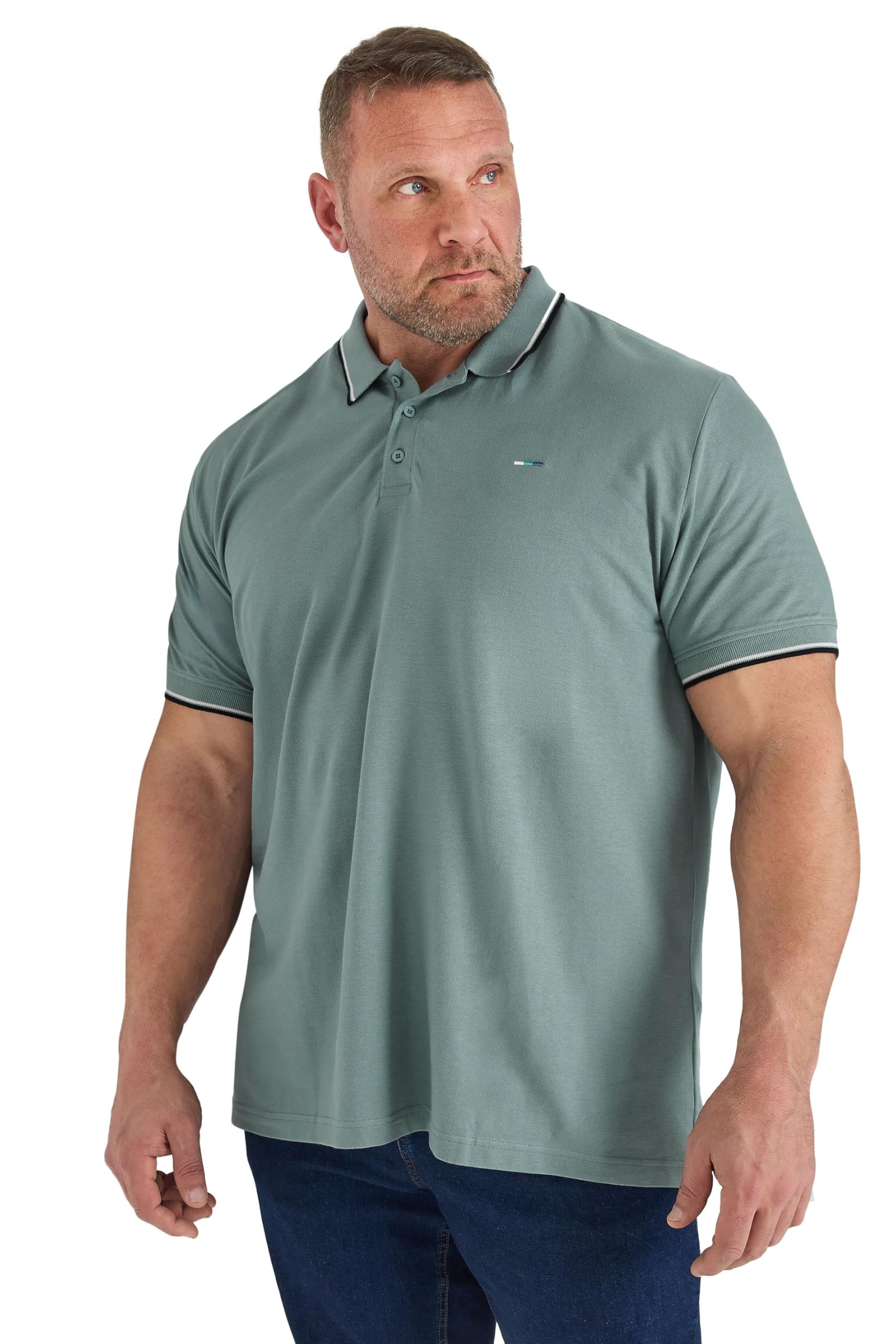 BadRhino Big & Tall Tipped Core Polo Shirt - Mens - Plus Size Curve Green