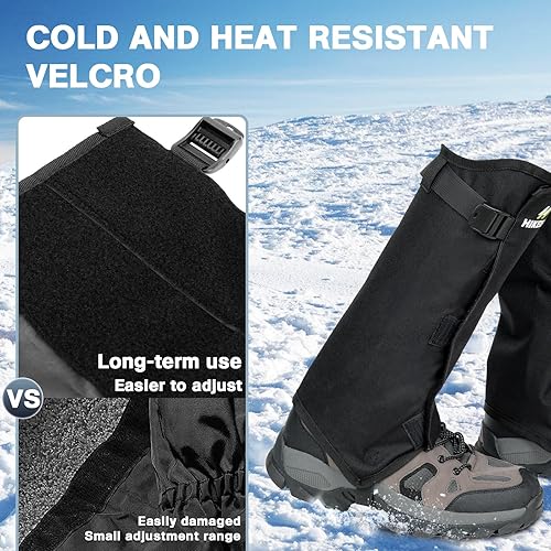 Miniatura 6 de Hikeen Polainas de pierna para senderismo, polainas para botas para hombres y mujeres, polainas impermeables de nailon 1000D para caza, pala de