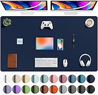 Vista 223 de Aothia Protector de escritorio de cuero, alfombrilla para ratón, alfombrilla de escritorio de oficina, secante de escritorio de cuero PU