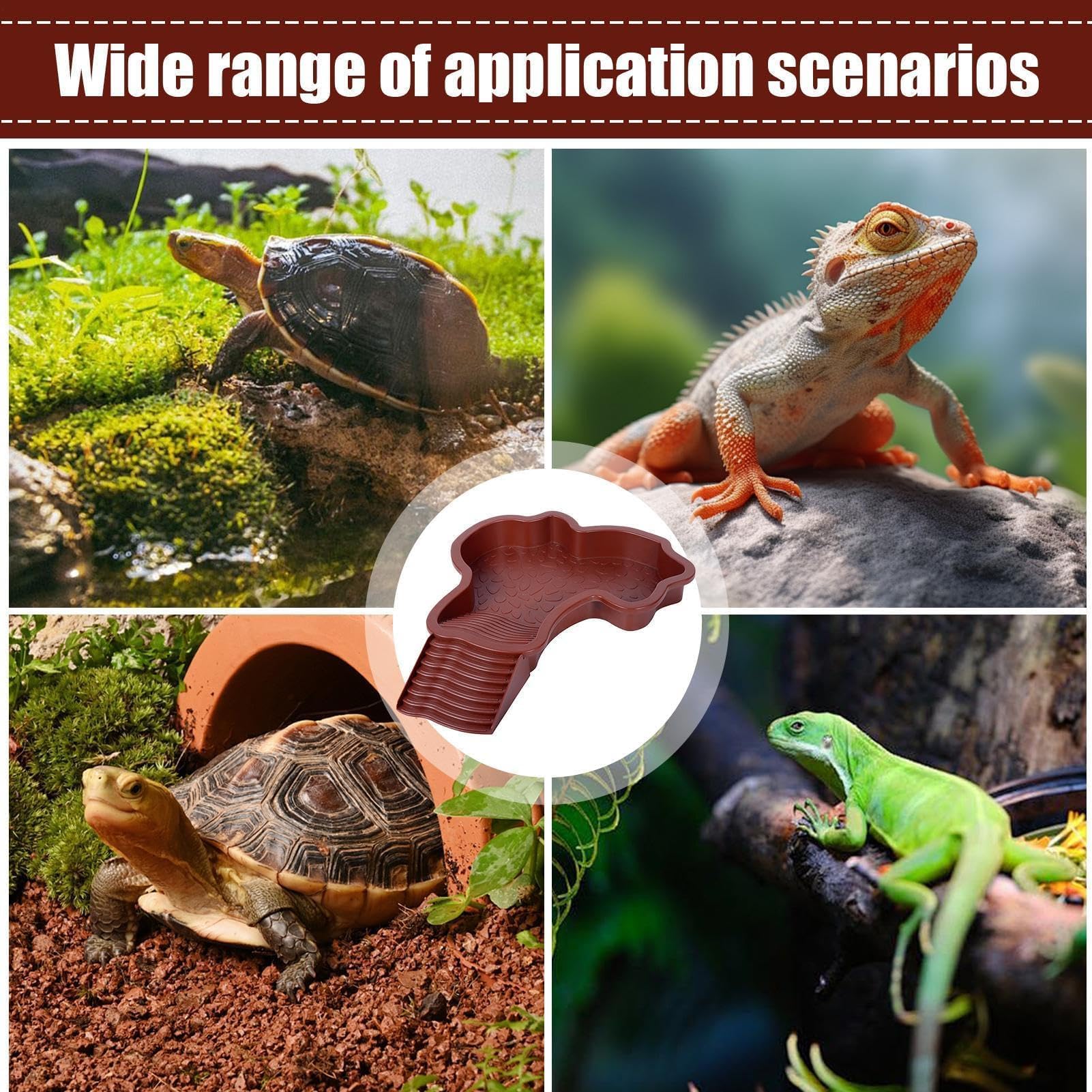 Vaschetta Vasca per Tartarughe di Terra con Rampa‌,Vasca Piscina Vaschetta da Bagno per Tartarughe d'acqua, Laghetto Terrario Ciotola Accessori (#01) - 5