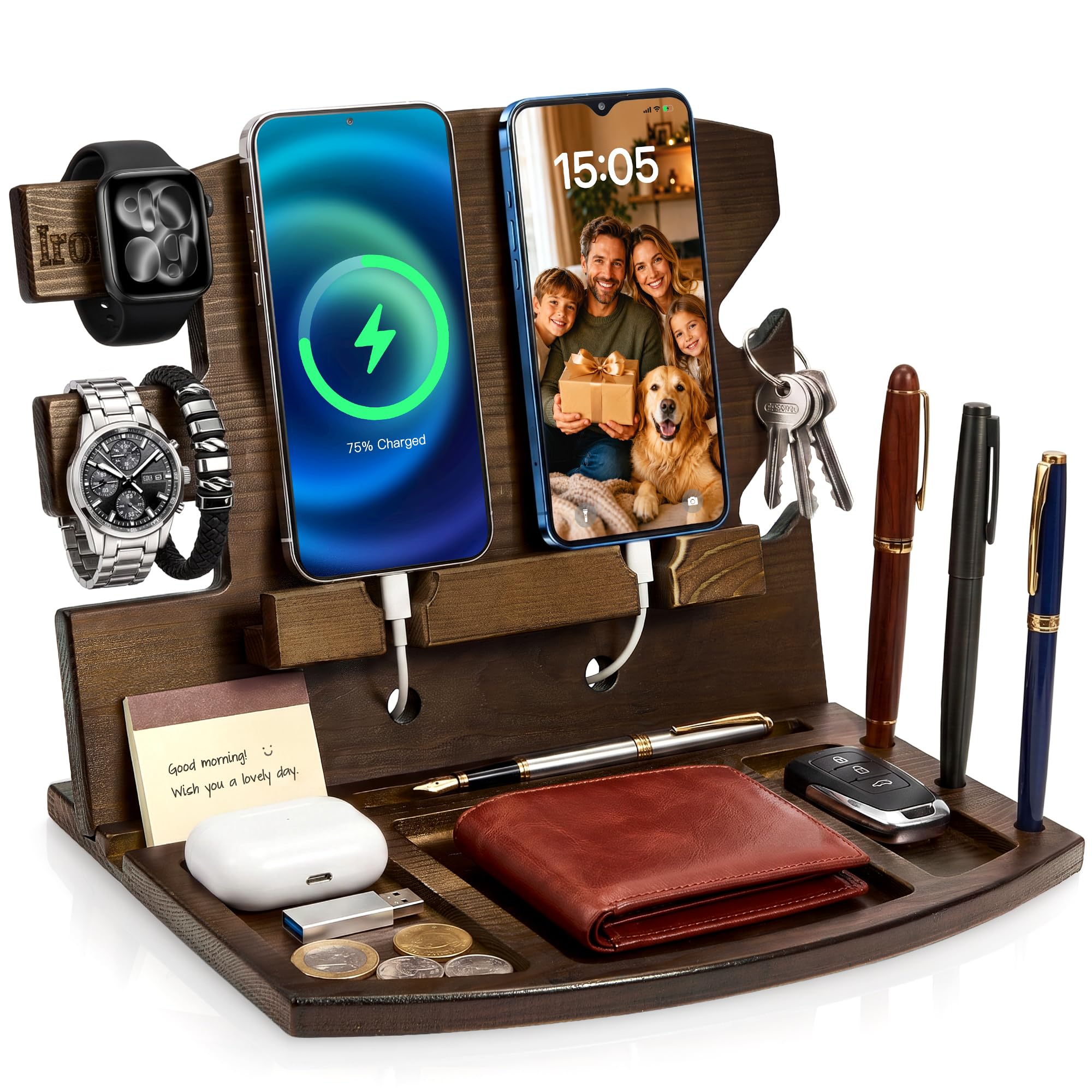 Photo 1 of Ironvale Wood Docking Station for Smartwatch, Keys, Wallet, Essentials - Black