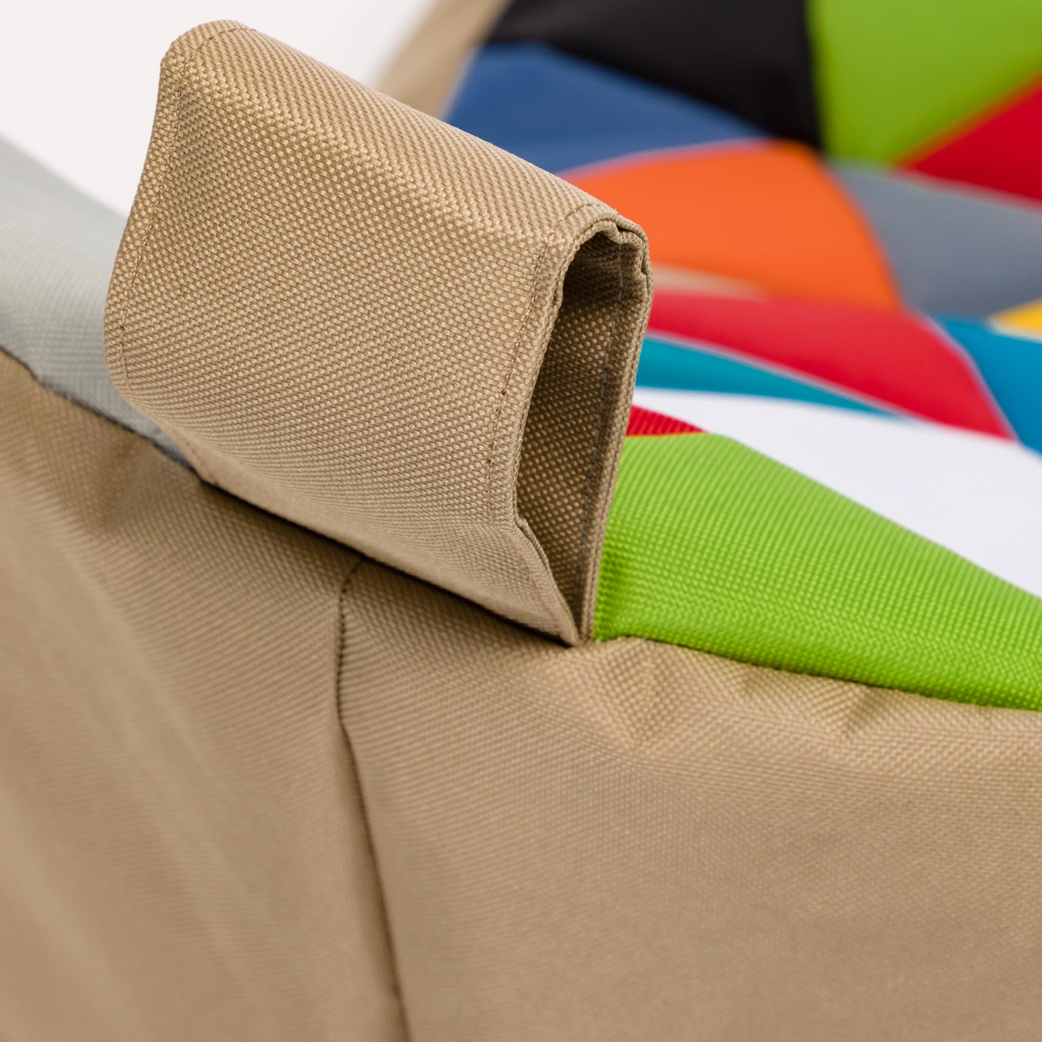 Ecopuf - Pouf a sacco da esterno Yoko Patchwork - Pouf per cameretta per bambini - Pouf in tessuto impermeabile - Poltrona relax - Poltrona a sacco XL - 70x75cm, Miscela/Cappuccino