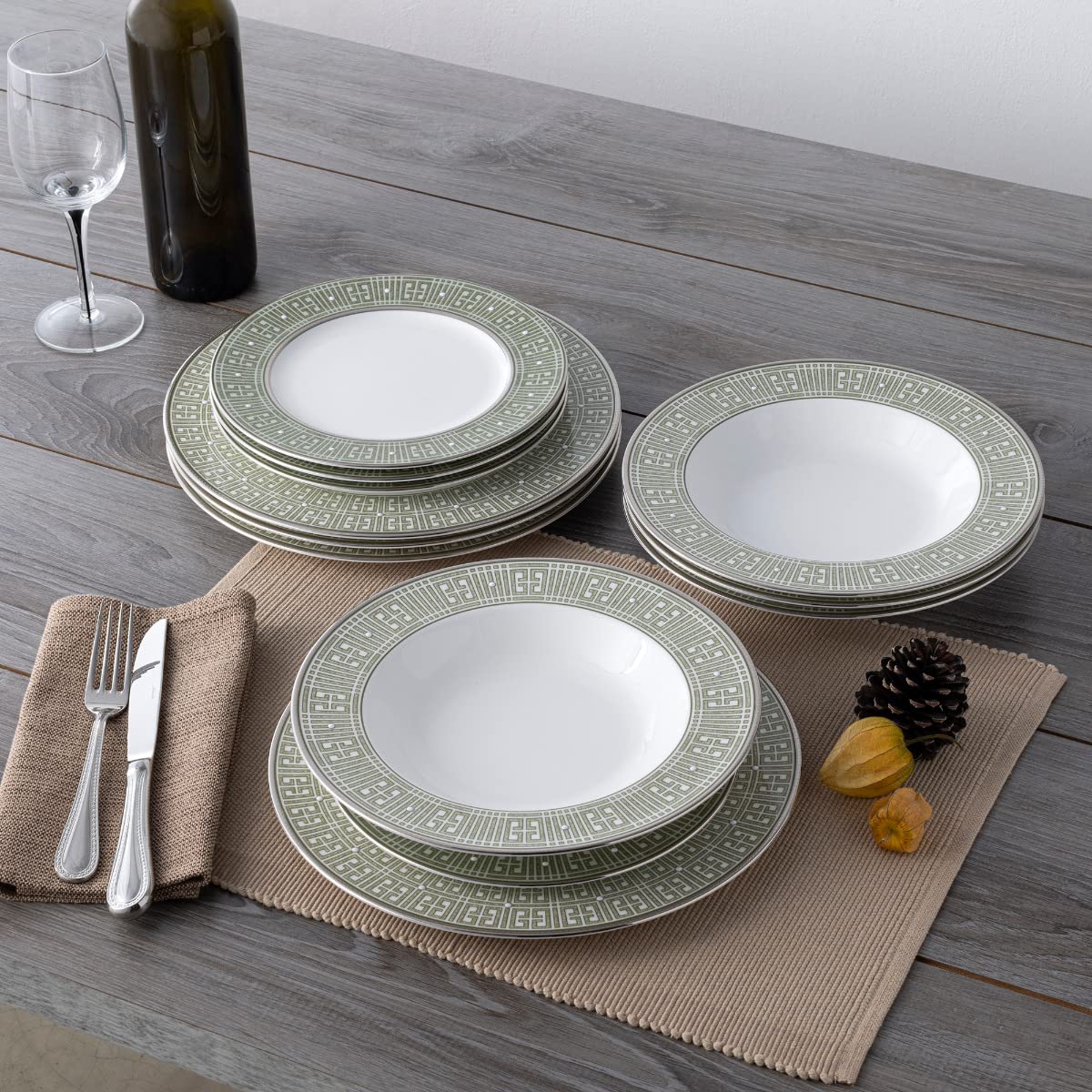 Amazon.com | Noritake Infinity Green Platinum 12-Piece Dinnereware