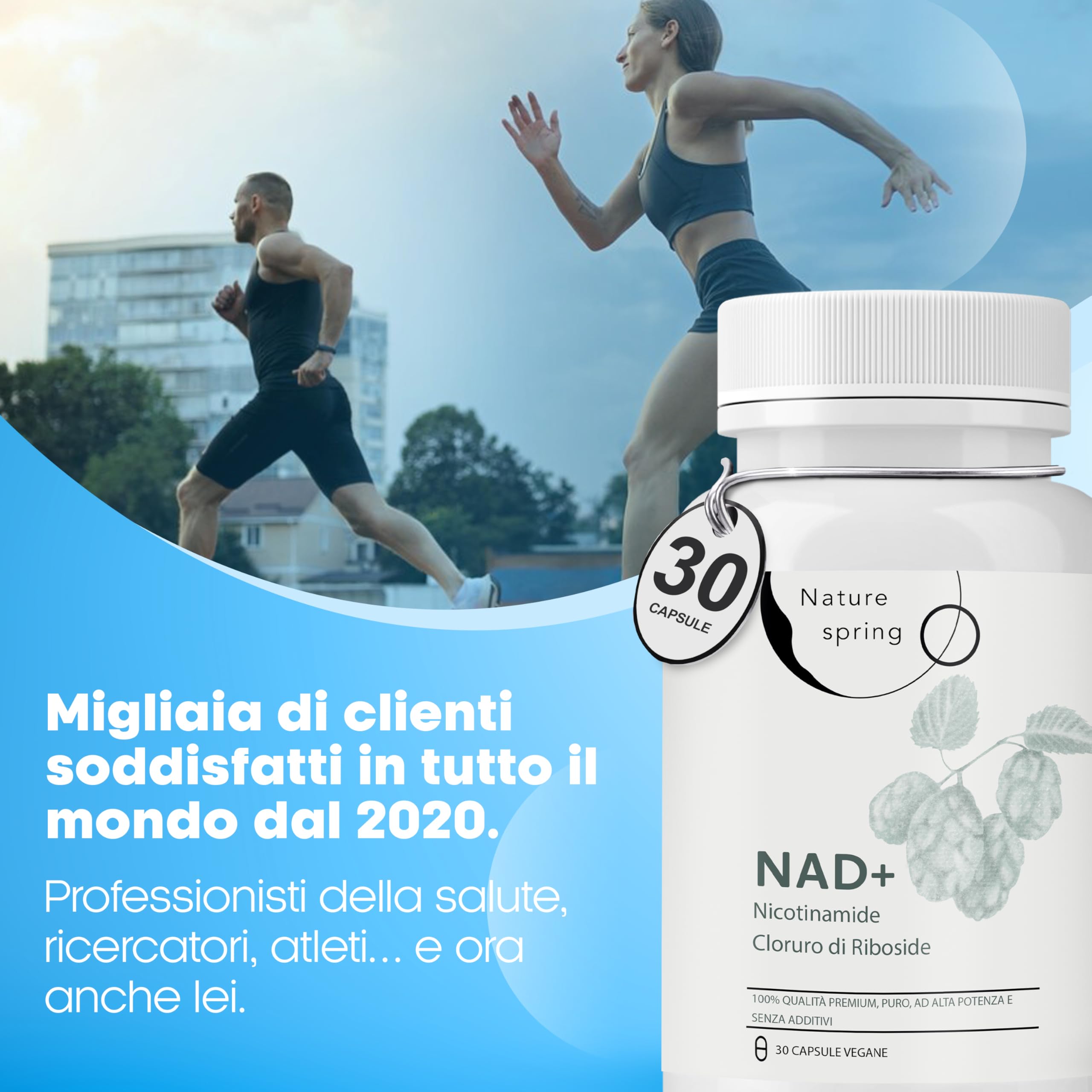 Nad Integratore Nicotinamide Riboside - 1.5 Mesi, 30 Capsule, 300mg per Capsula, Nad Nicotinamide Riboside 300 mg - Testato in laboratorio in Germania