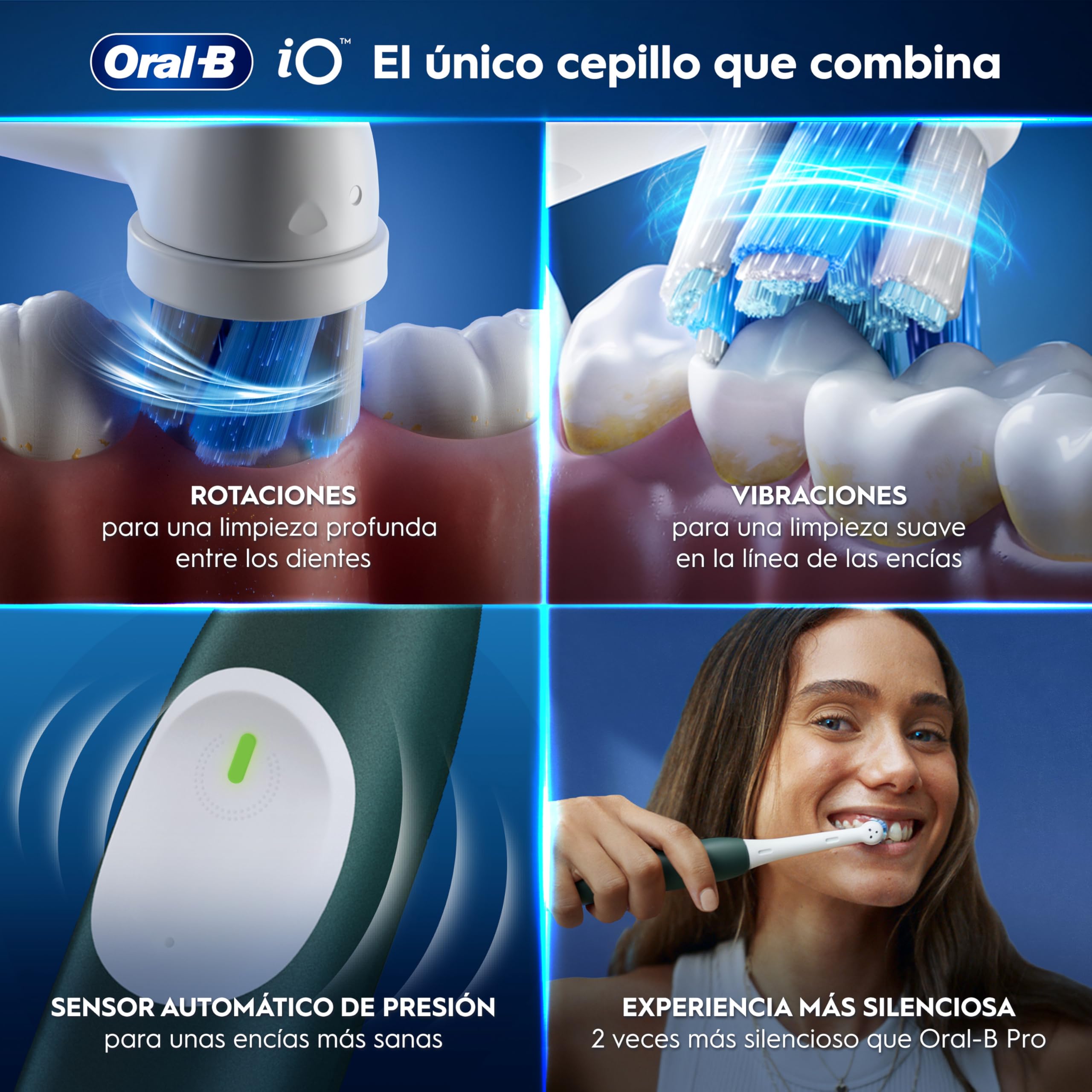 Oral-B iO 2 Cepillo de Dientes Eléctrico Verde Bosque, 1 Cabezal, 1 Estuche De Viaje, 1 Soporte de Recambios de Viaje, 3 Modo - 4