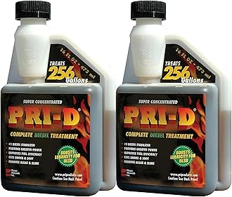 PRI-D Diesel Fuel Treatment and Stabilizer 16 oz (Pack of 2) Super Concentrated Formula Improves Lubricity & Fuel Stability, Enhances Engine Performance, Reduces Emissions, Protects Diesel Fuel System