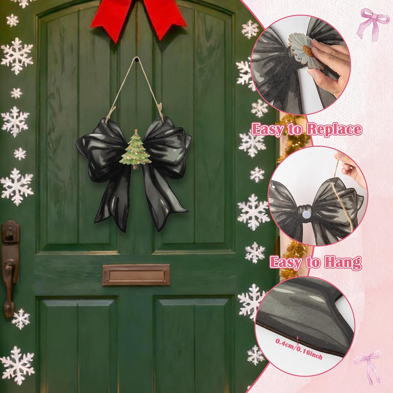 WATINC Summer Graduation Door Sign - Bow Seasonal Interchangeable Welcome Sign Decor with 24pcs Changeable Holiday Icons for Wall Porch, Rustic Hanging Wood Ornament for Graduate Decorations
