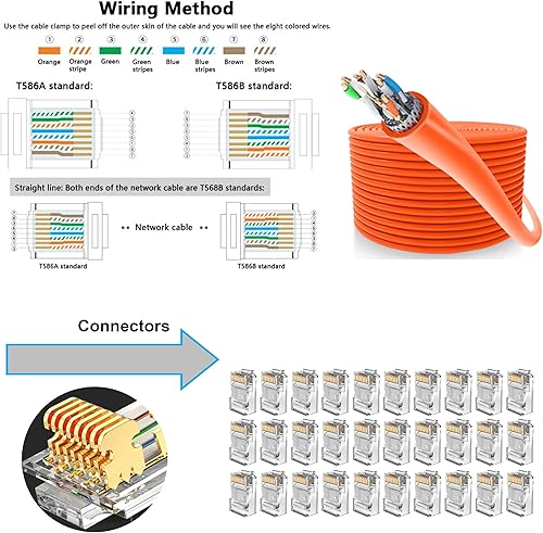 Miniatura 6 de LEATBUY Kit de crimpadora Ethernet CAT5 CAT6, herramienta de crimpado RJ45, juego de crimpado para RJ11 RJ12 para paso con conector de 50 piezas,