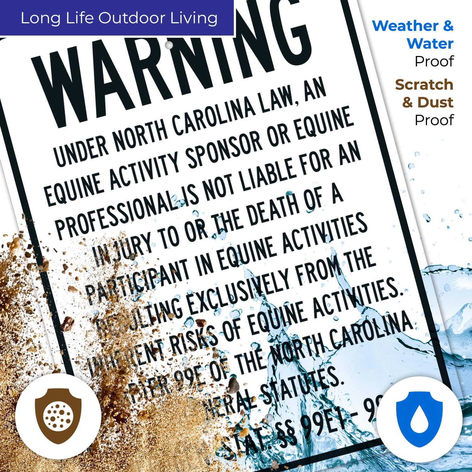 Warning Under North Carolina Law an Equine Activity Professional is Not Liable Sign, 18x24 Inches, Rust Free .063 Aluminum, Fade Resistant, Made in USA