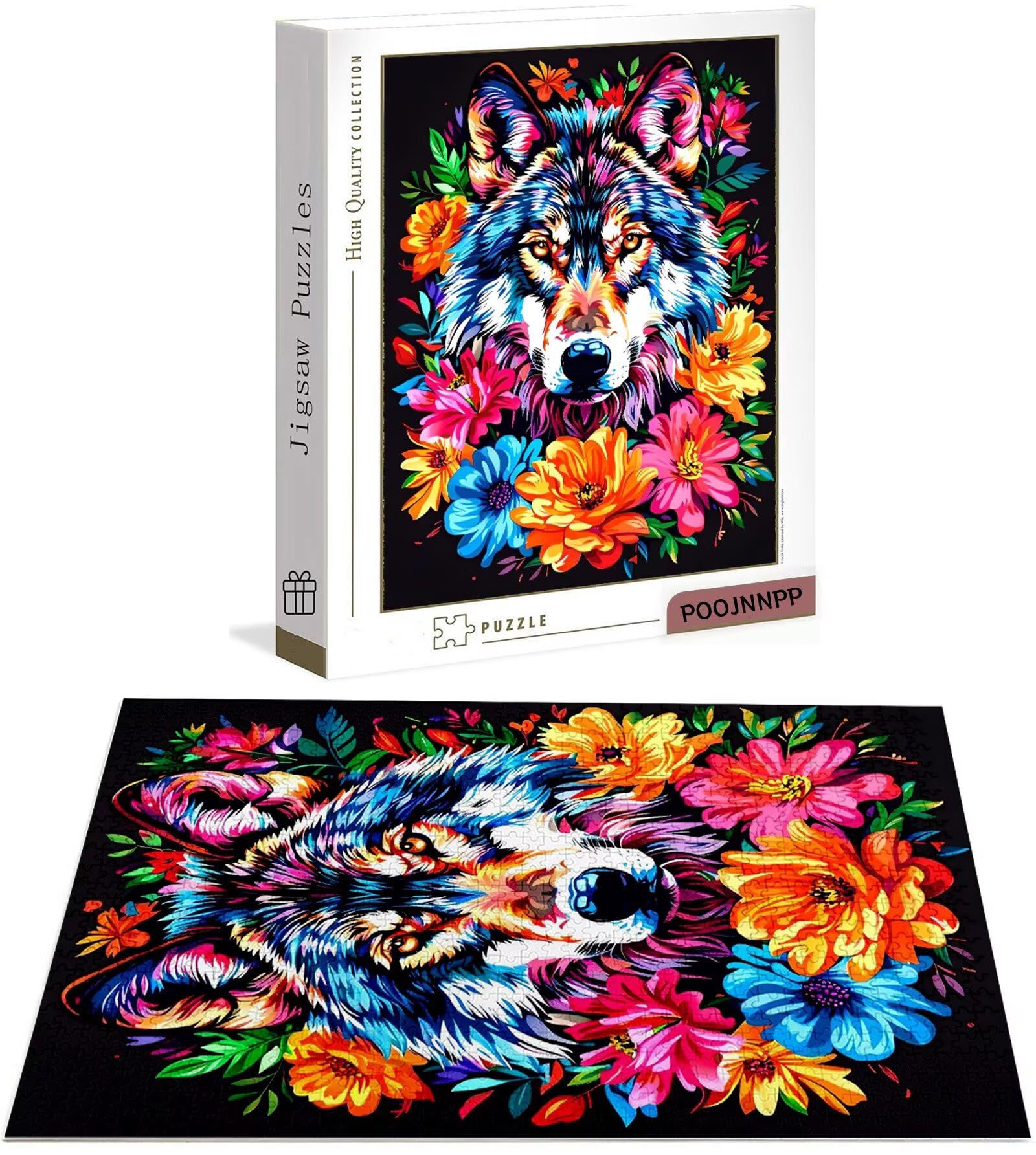 Puzzle 4000 Pezzi per Adulti, Puzzle Fiore in Legno per Adulti, Puzzles Lupo Impegnativi, Giochi Educativo per Famiglie, Rompecapo con Scatola per Decorazioni Casa, Donna Regalo di Natale B-7855