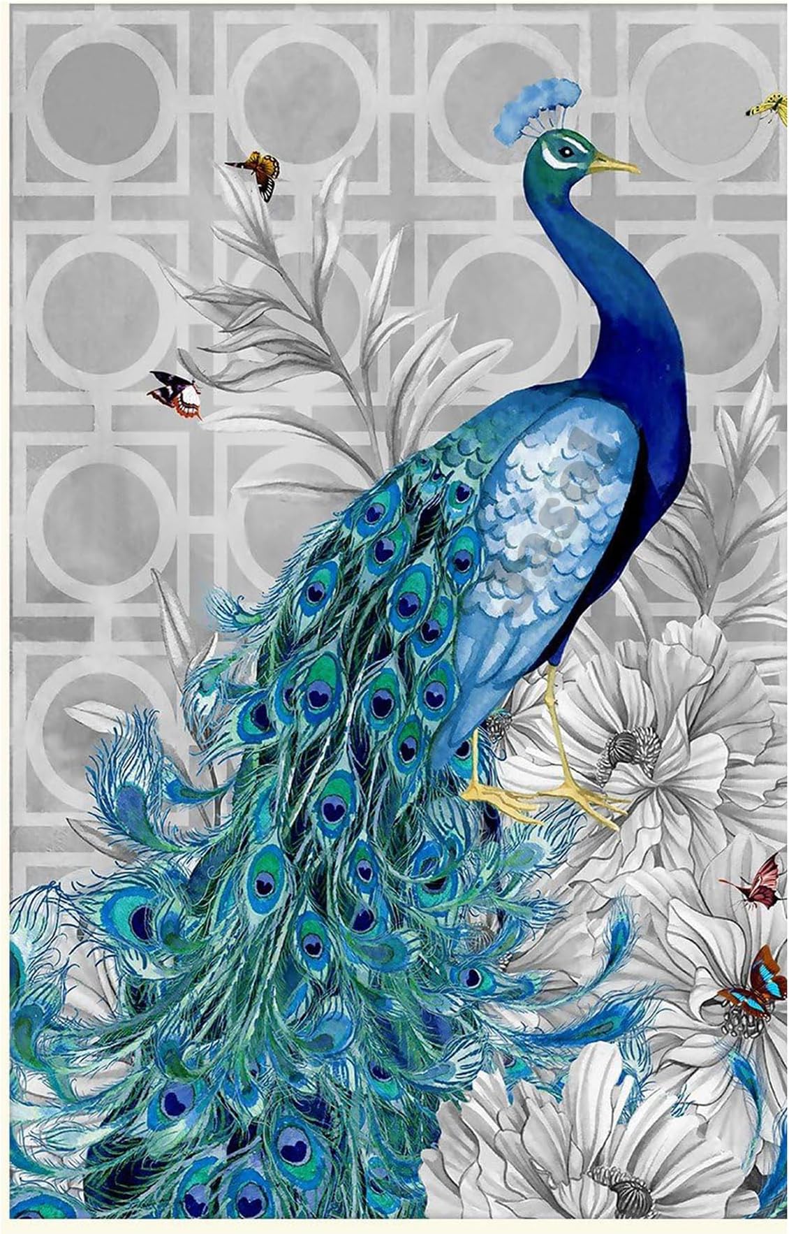 Jasol Diamond Painting Kit, 40x30 Cms, Full Drill, 5D Crystals, Home Wall Decor Gift Set (Peacock M45526)