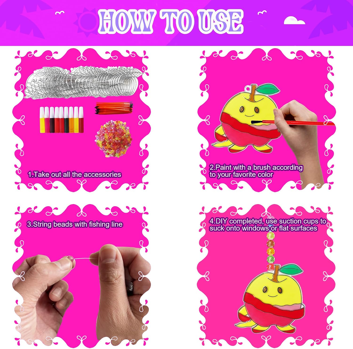 30 Set Apple Suncatcher Craft Kits, Blank Back to School Sun Catcher Art image 5
