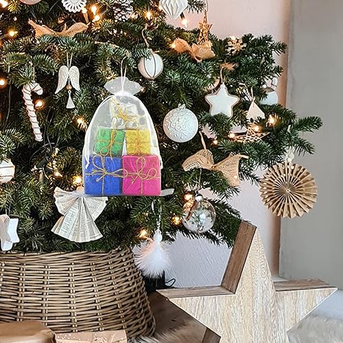 Miniatura 6 de Anwyll Bolsas de organza blanca, bolsas transparentes de 7 x 9 pulgadas con cordón, 50 bolsas de regalo de joyería, bolsas de malla con cordón,