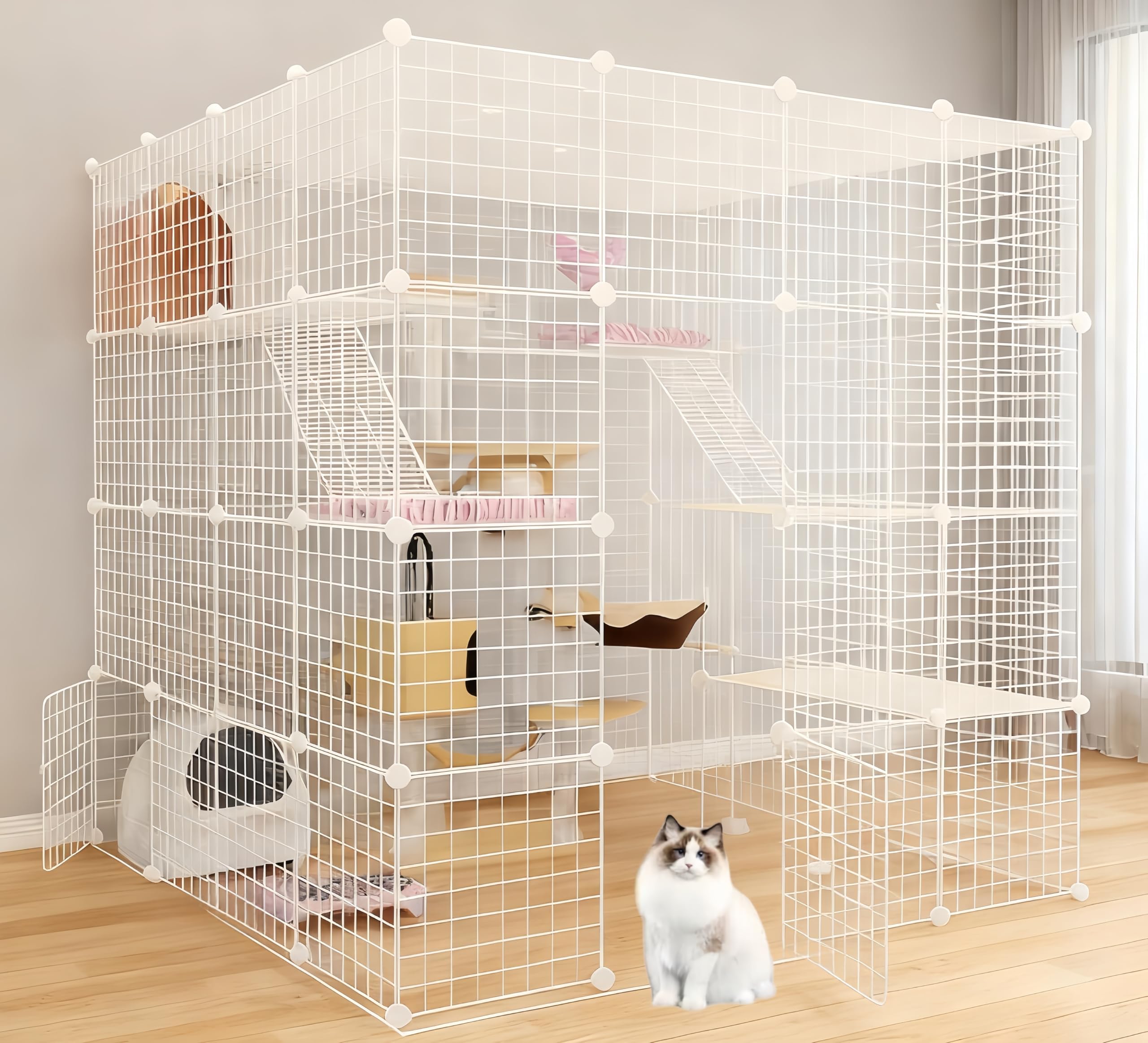 Amazon.co.jp: TUIYIDUO キャットハウス 大型 4 層ケージ 147×147