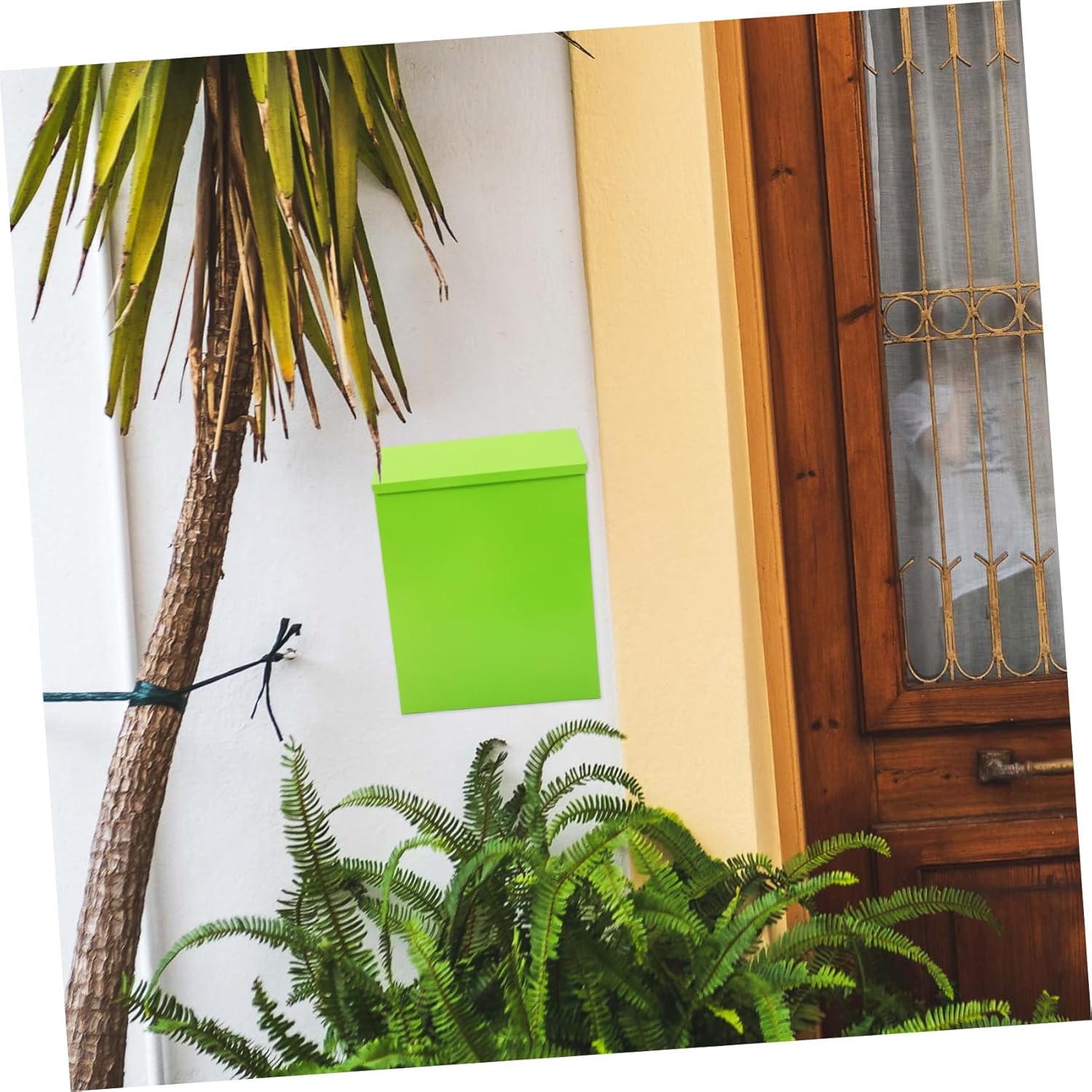 Wall Mount Mailbox Iron Suggestion Box with Lock, Green Metal Hanging Mail Organizer for Office and Home Outdoor Use