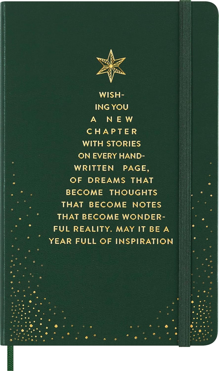 Moleskine Festive Holiday Notebook, Hard Cover, Ruled, Large (5" x 8.25"), Myrtle Green, 240 Pages