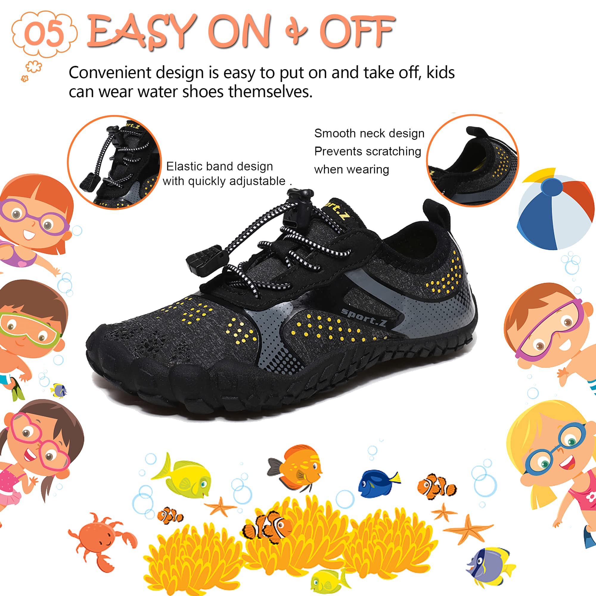 Maxome Zapatos de Agua para niños y niñas, Zapatos de Playa para niños, Zapatos de natación acuática, Zapatos Descalzos, de Secado rápido, Ligeros, para Surf, Buceo, para niños