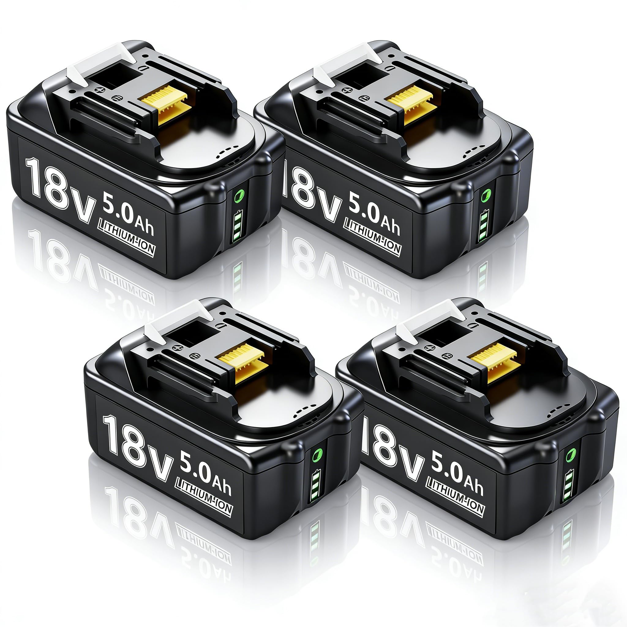 4 x 5000mAh/5.0Ah Batteries Ersatzakku für ma-Kita 18V 5,0Ah Akku Li-ion BL1850 BL1850B BL1830 BL1860B BL1845 BL1835 BL1815 194205-3 LXT-400 BL1860 with LED Werkzeugakku