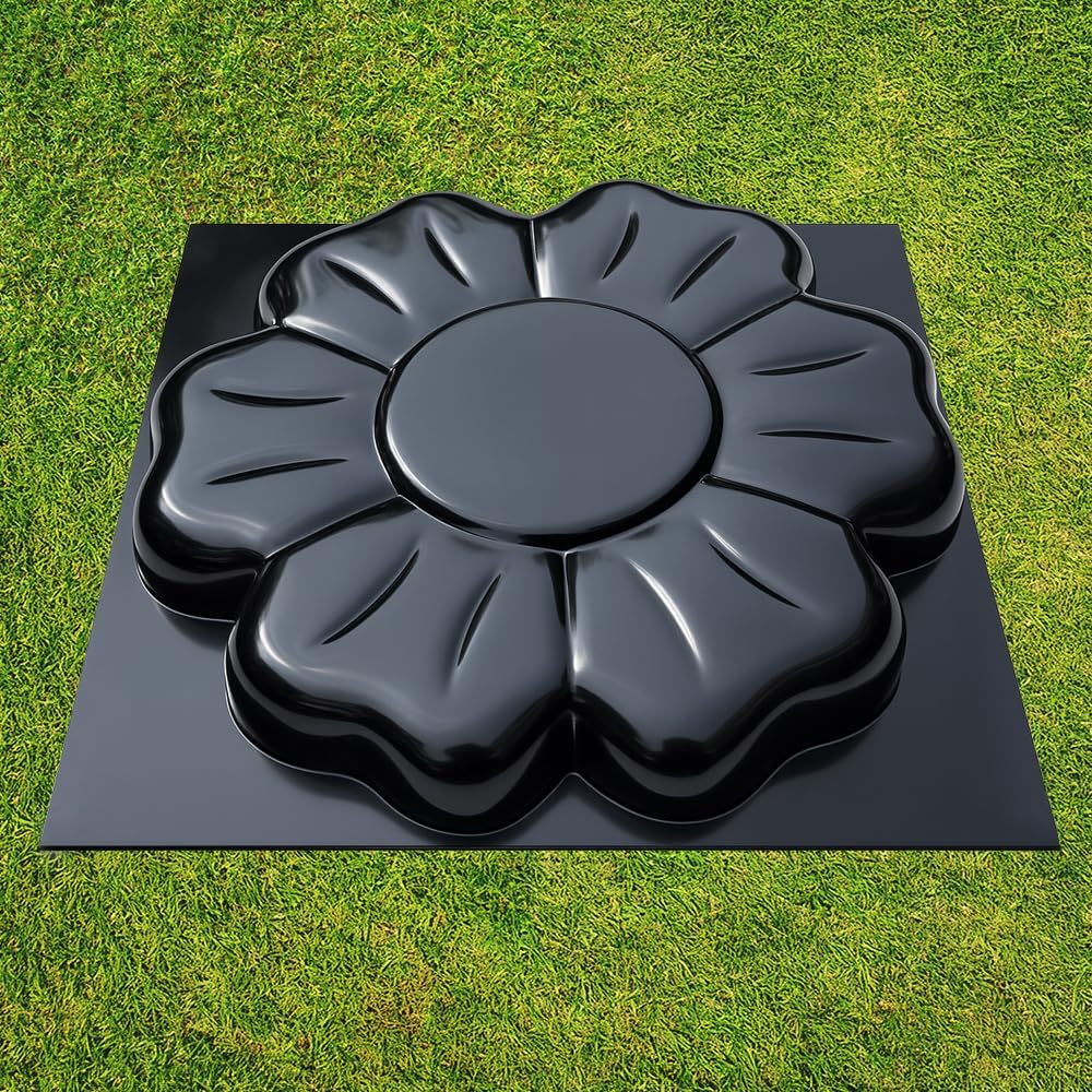 Flower Stepping Stone Paver Paving Precast Concrete Mold Plaster ABS 2mm - Garden DIY Cement Round Concrete Molds Walkway - Pavement Casting Pathmaker Mold for Concrete Reusable
