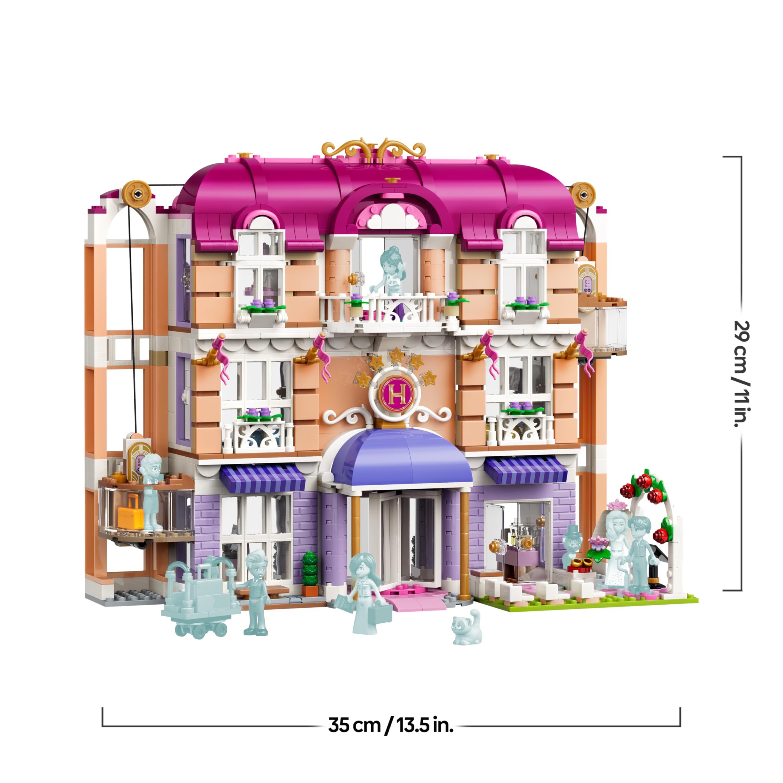 LEGO Friends Das Grandhotel von Heartlake City - Miniatur Modell mit 6 Minifiguren, 2 Tierfiguren & Zubehör - Kinderzimmer Deko - Geschenkidee für Mädchen ab 9 Jahren - 42704