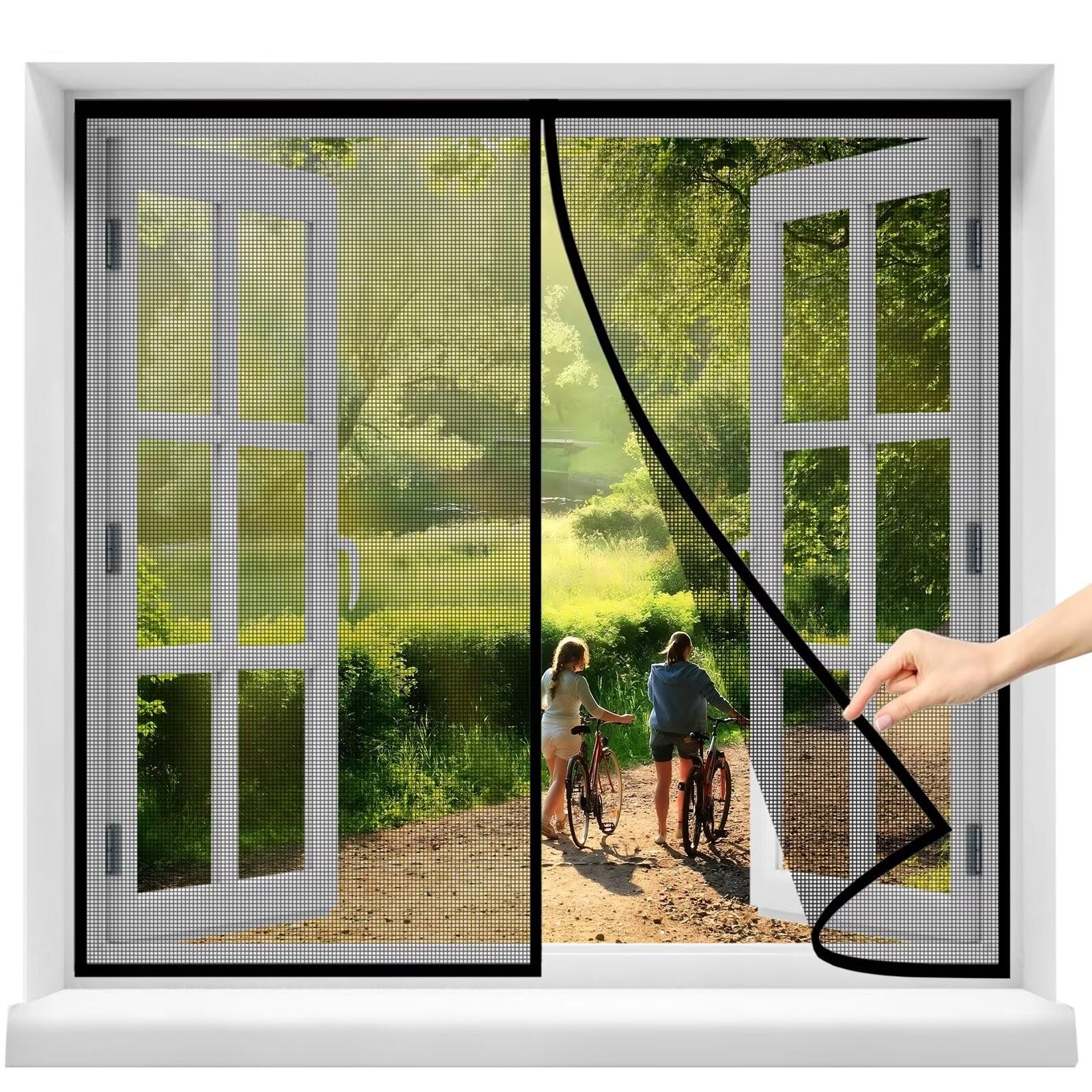 Flei Magnet Fliegengitter Tür | 140x225 Cm | Selbstschließend, Faltbar | Für Terrassen-/Balkontüren