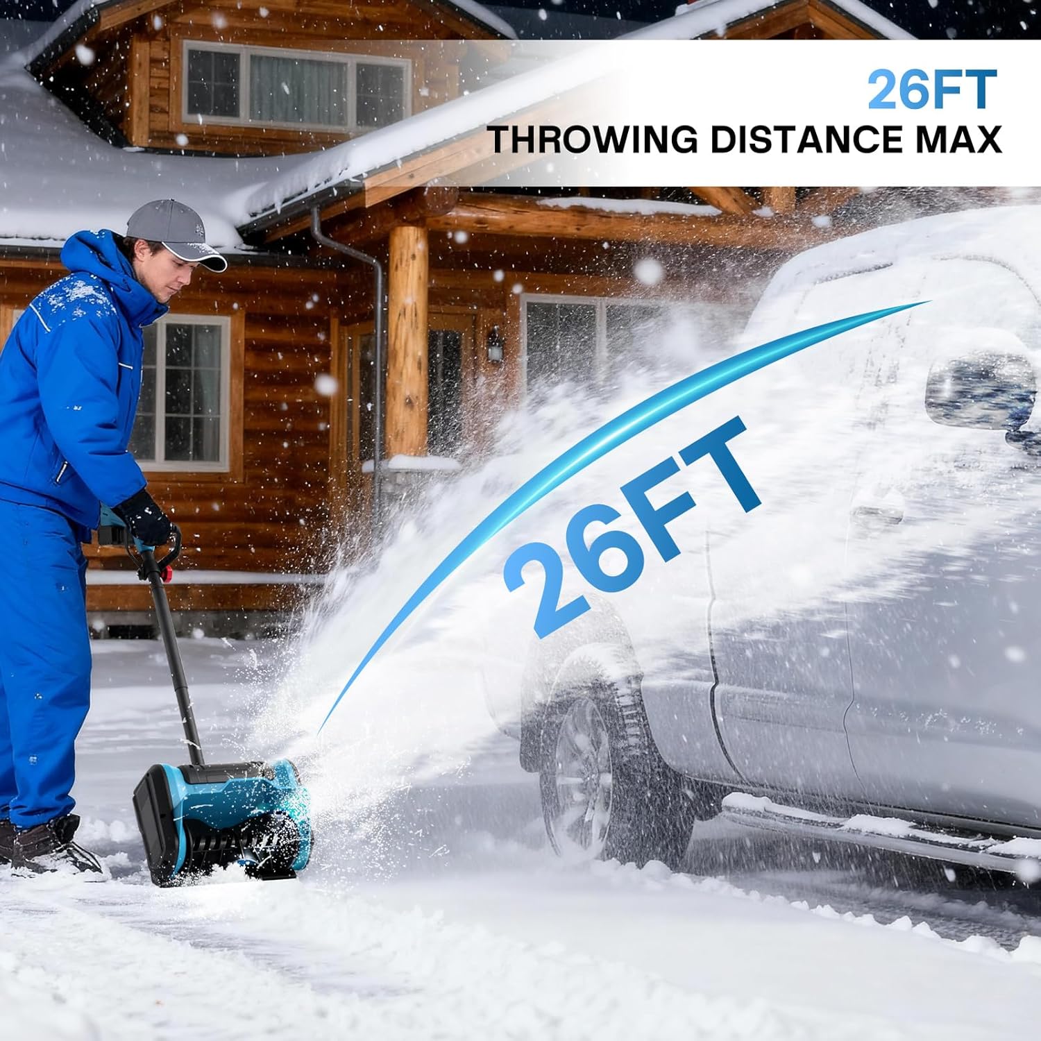 20V Electric Snow Shovel, 12-Inch Cordless Snow Blower with 2 4.0Ah Batteries & Fast Charger, Adjustable Front Handle, Directional Chute Lightweight 11lb for Driveway, Sidewalk, and Steps